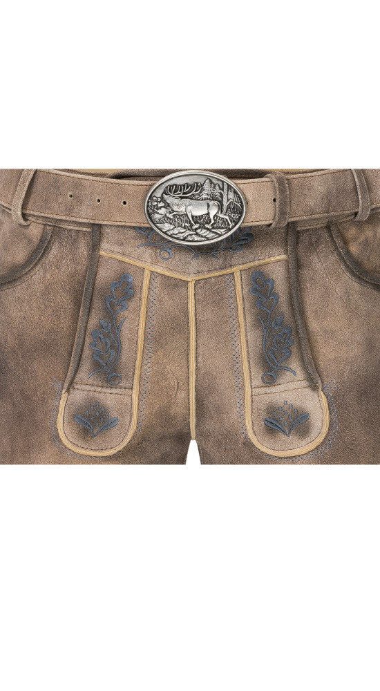 Nübler Trachtenlederhose Lederhose kurz Klemens Jein in Stein von Nübler
