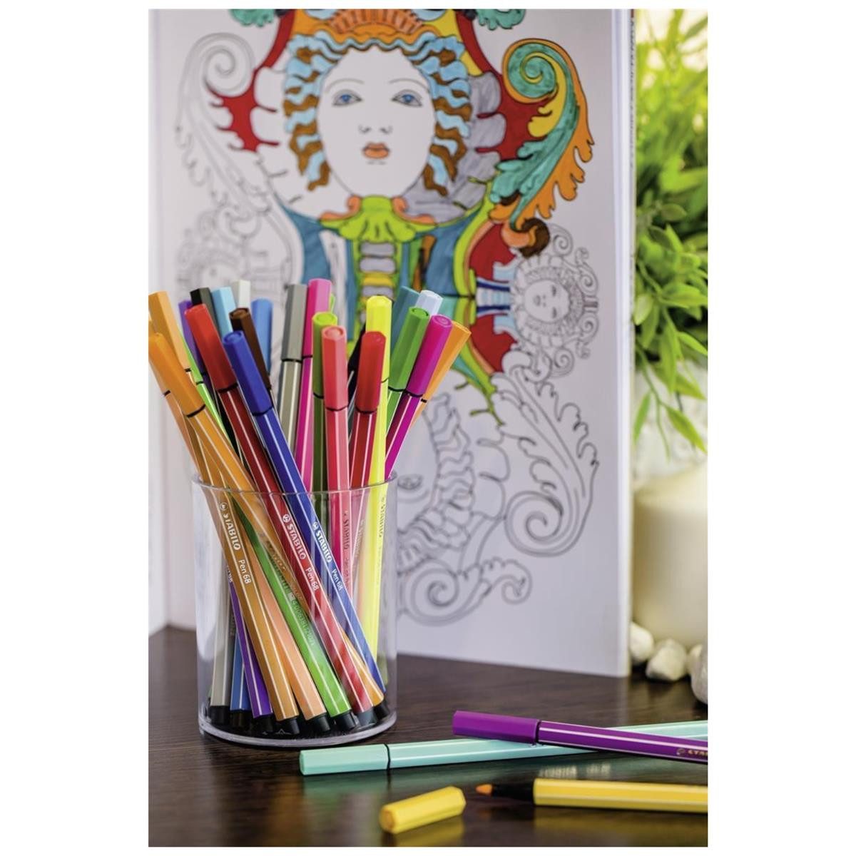 STABILO Faserstift STABILO Pen 68 Filzstift - 1 mm - 30er Etui - Kartonetiu – Bild 4 von 5
