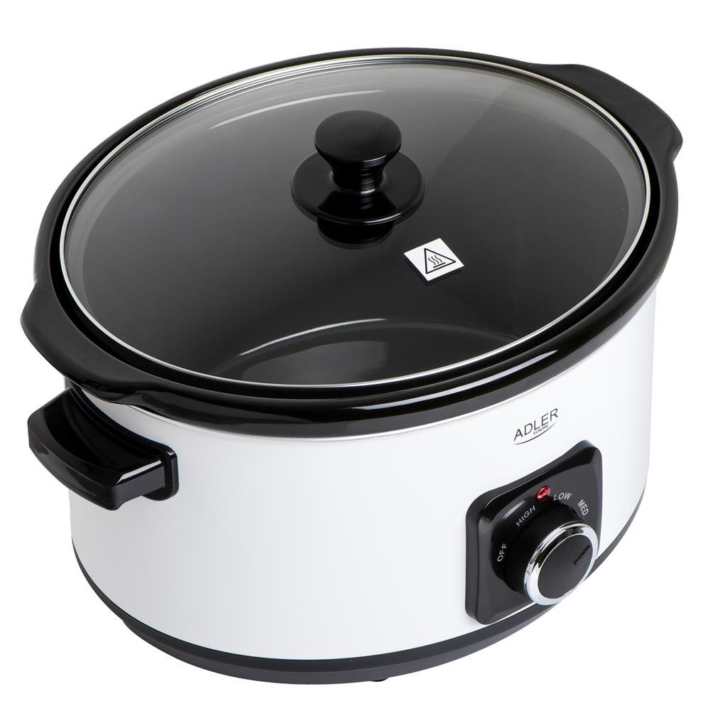 Adler Schongarer AD 6413w, Slow Cooker 5,8L, 3 Heizstufen, Edelstahl, spülmaschinenfest, weiß – Bild 2 von 5