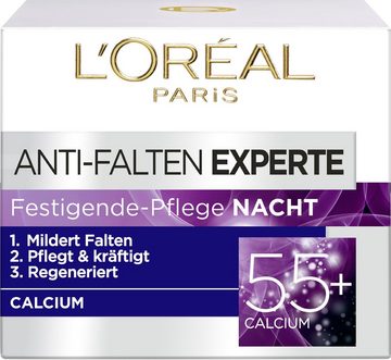 L'ORÉAL PARIS Nachtcreme Anti-Falten-Expert Calcium 55+ Nachtpflege, mit Calcium