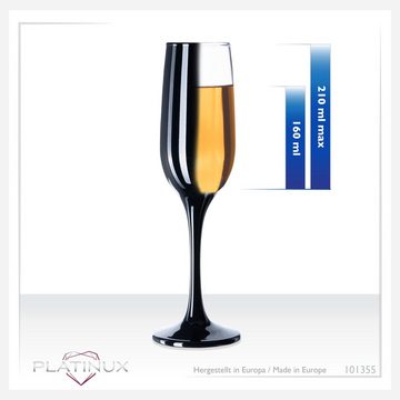 PLATINUX Sektglas Schwarze Sektgläser, Glas, Champagnergläser 160ml (max. 210ml) Sektflöten Sektkelche Sektglas