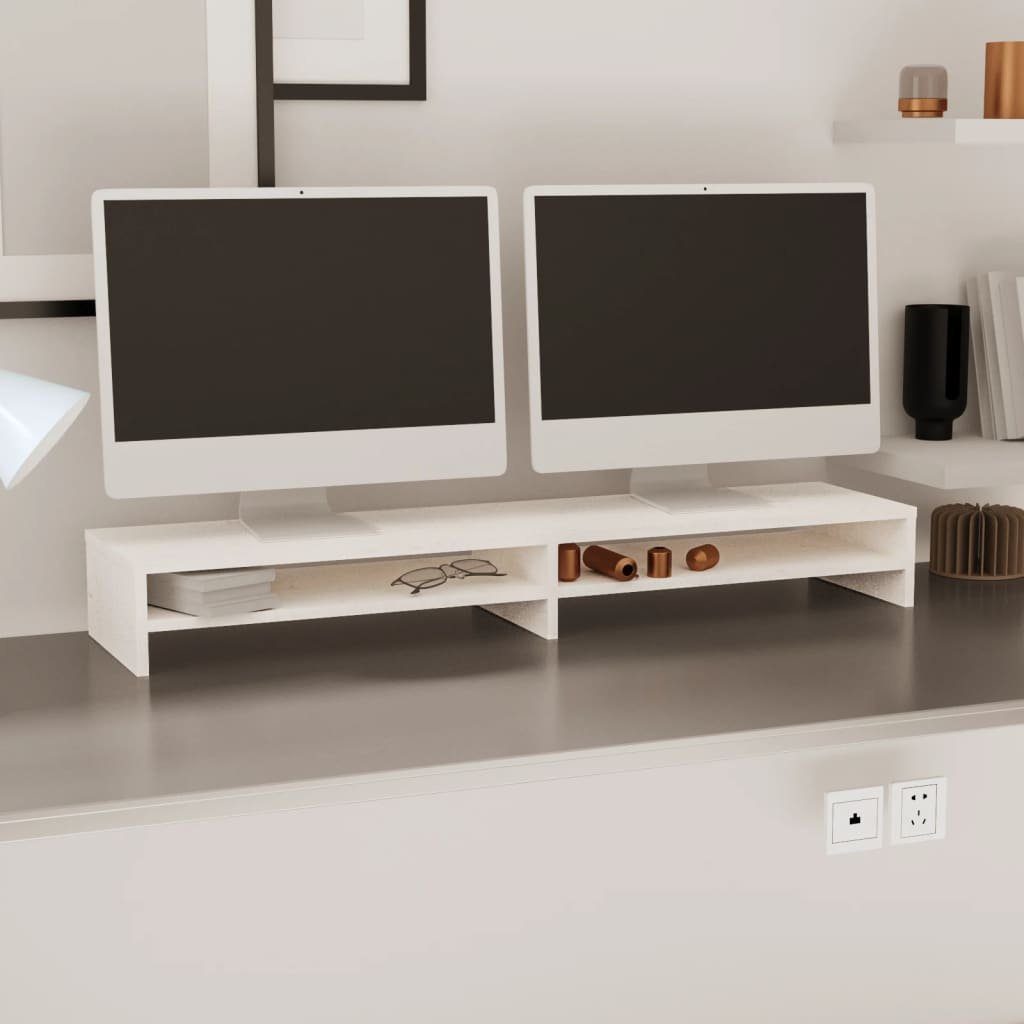 Monitorständer cm Massivholz Weiß furnicato 100x24x13 Kiefer TV-Schrank