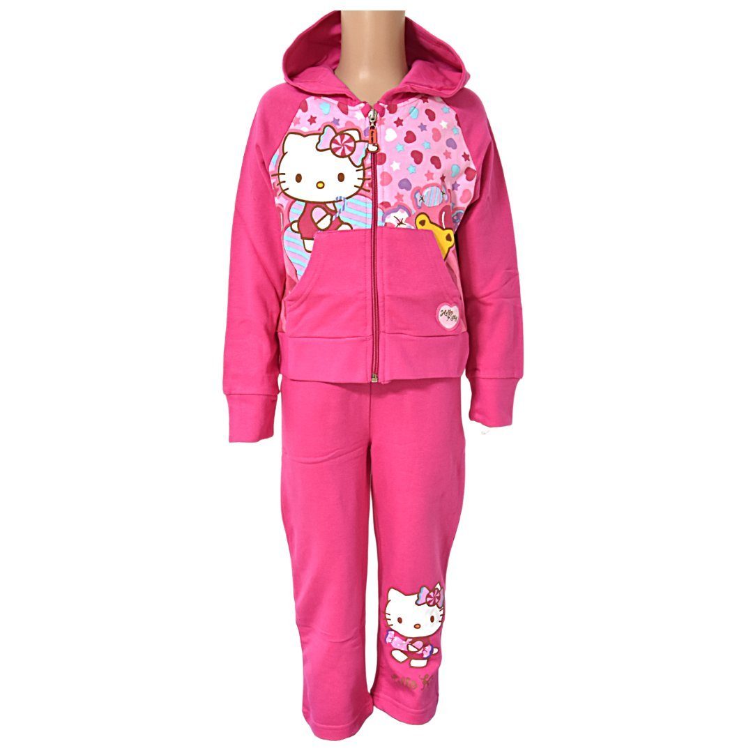 Hello Kitty Freizeitanzug (2-tlg), Mädchen Sportanzug - Sweatjacke + Hose Gr. 92-128 cm