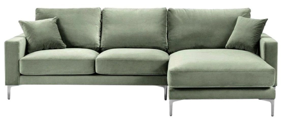 JVmoebel Ecksofa, Salbeigrün Grün Ecksofa Stoff Wohnzimmer Design Couchen Polster Sofa