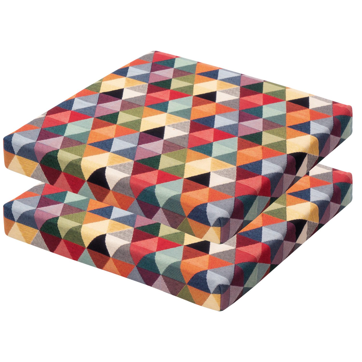 Selfitex Sitzkissen 2er Set bequeme Sitzkissen, 40x40 cm, Höhe 5cm, Stuhlkissen, 2 Sitzauflagen für Stuhl und Bank