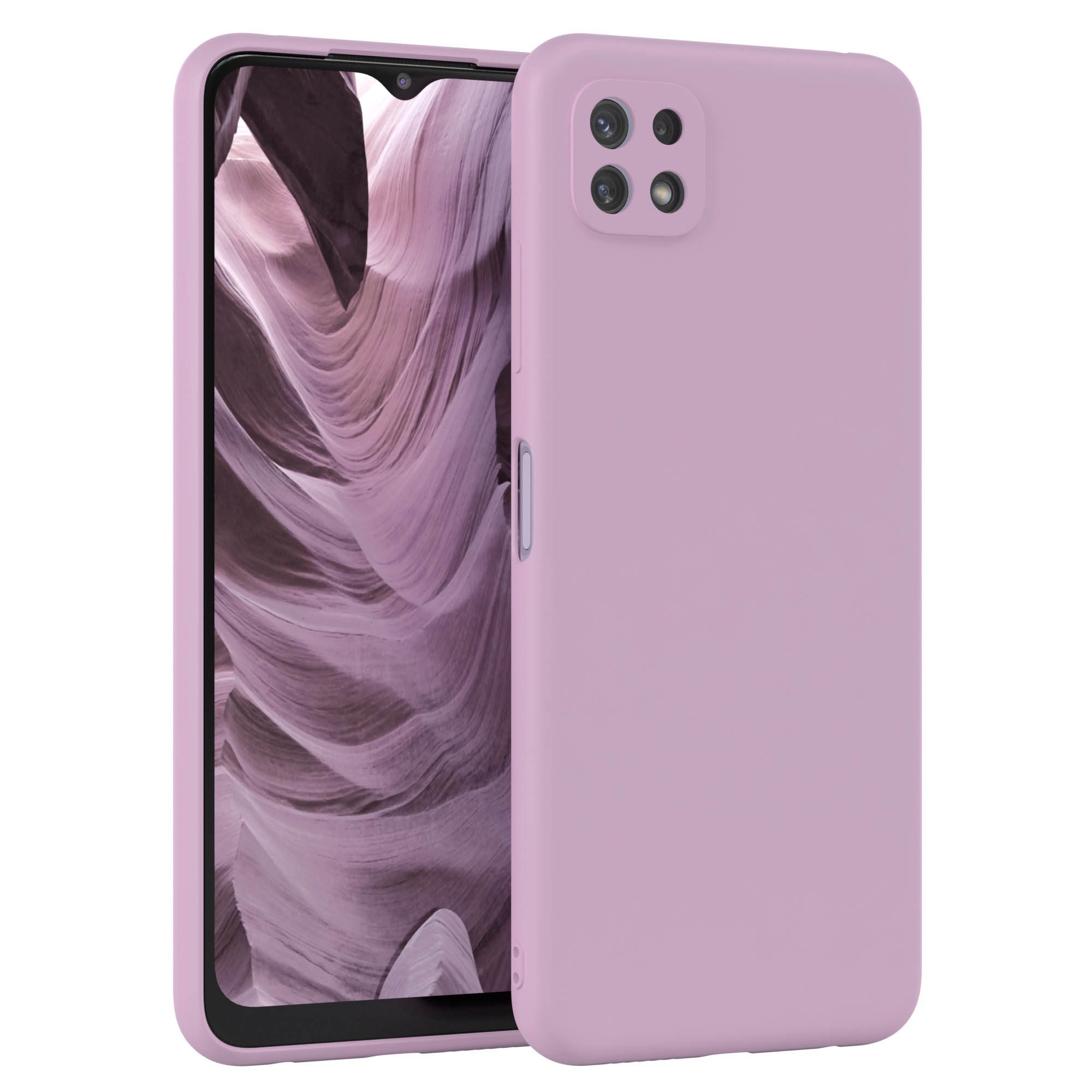 EAZY CASE Handyhülle für Samsung Galaxy A22 5G Hülle Silikon 6,6 Zoll, Hülle mit Kameraschutz handycover Soft Smart Slimcover Lila / Flieder
