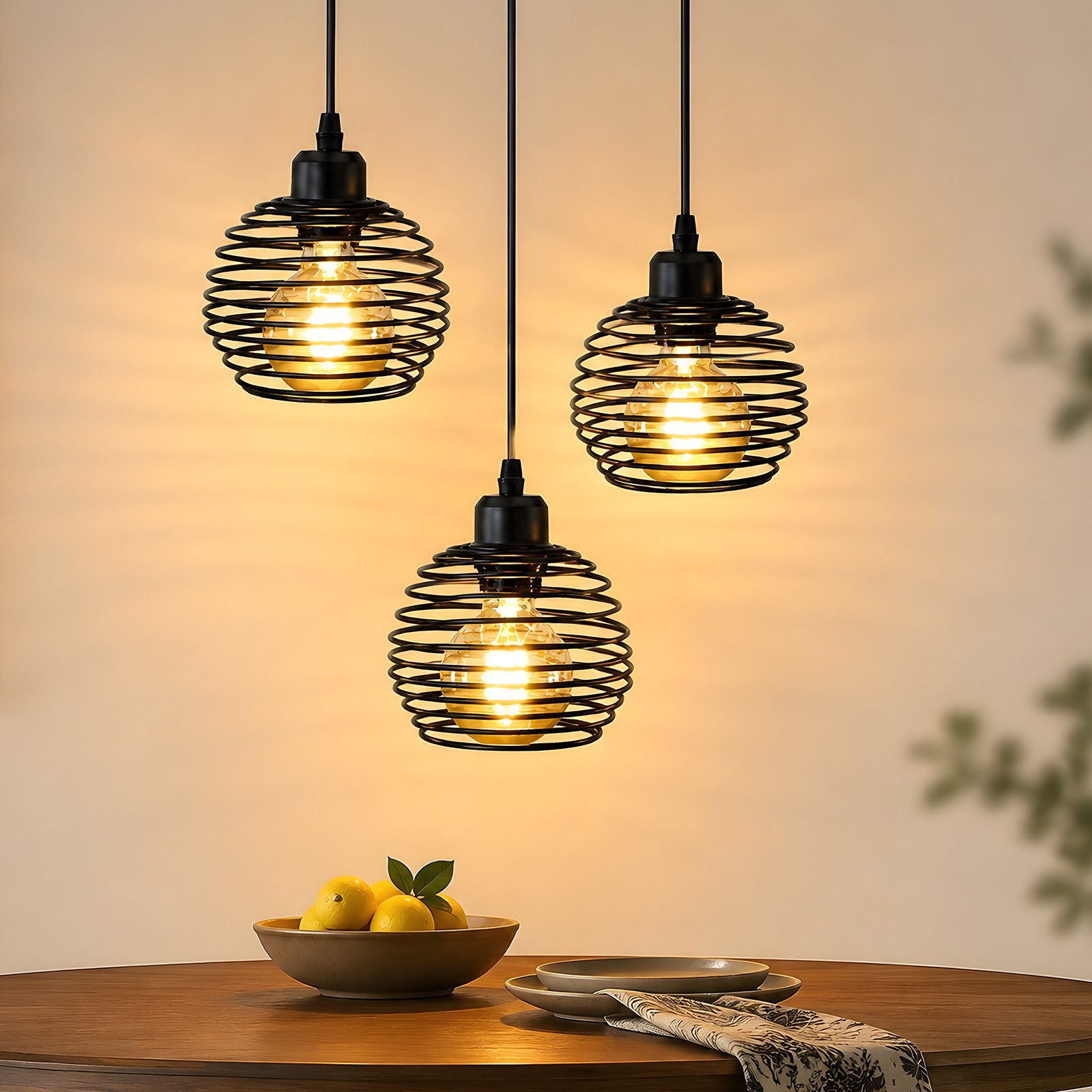 Nettlife Pendelleuchte Schwarz Esstisch Vintage Metall E27 Hängelampe Retro Hängeleuchte, LED wechselbar, für Esstisch Küche Esszimmer Wohnzimmer Arbeitszimmer Büro
