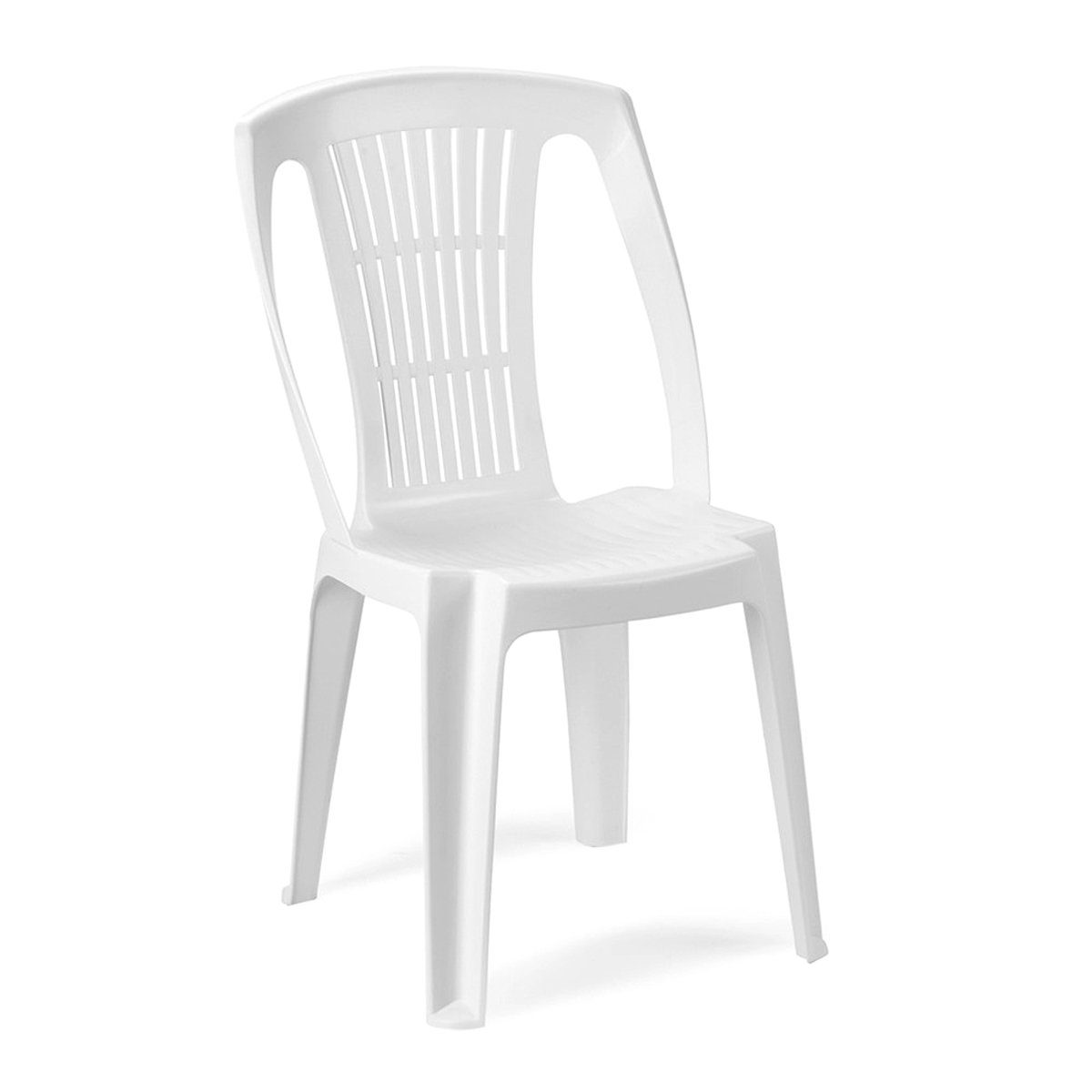 INDA-Exclusiv Armlehnstuhl 4 Stück Stapelstuhl Weiß Stapelsessel Gartenstuhl Kunststoff