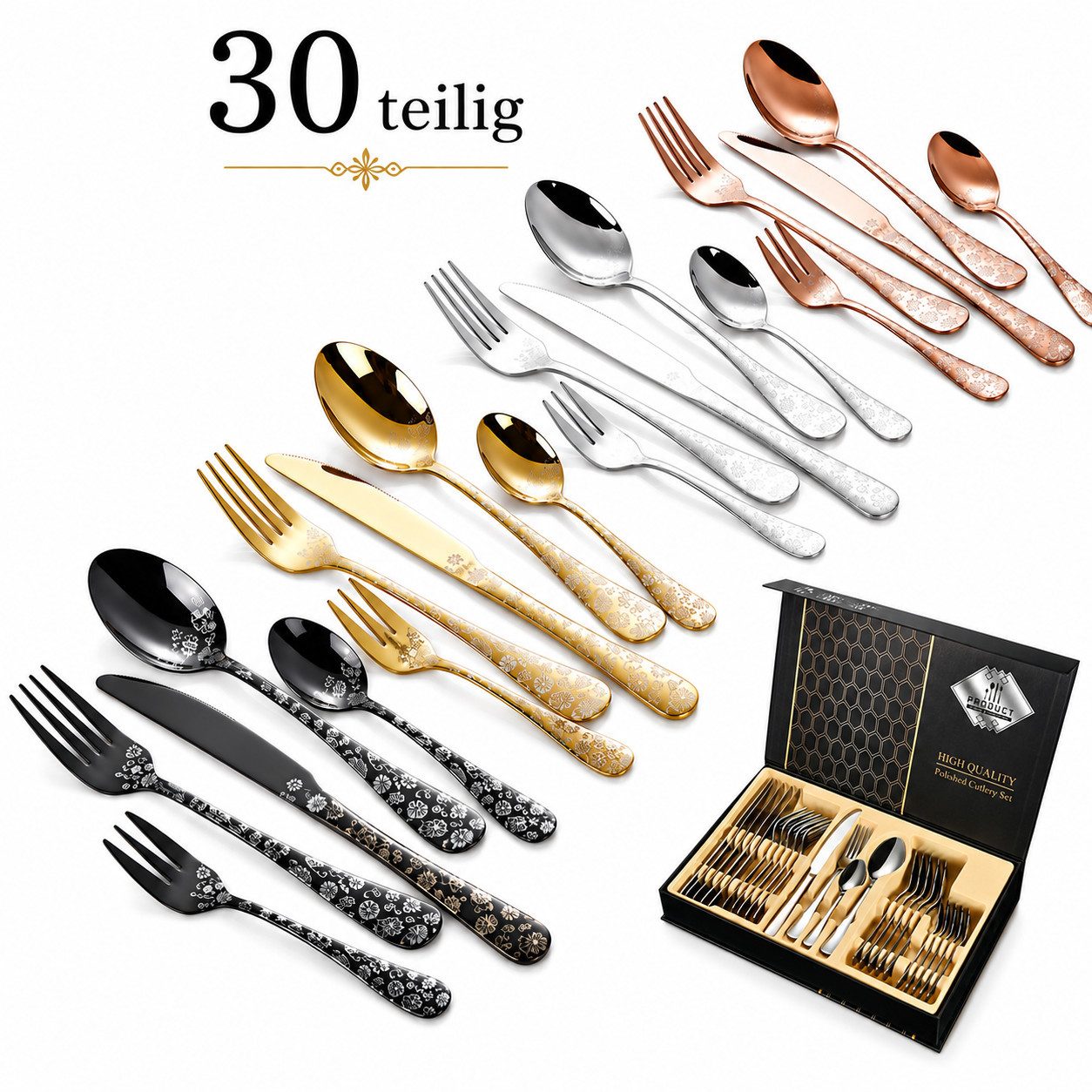 Faizee Home Besteck-Set Besteck-Set Faizee Home mit Ornament-Design, mehrfarbig