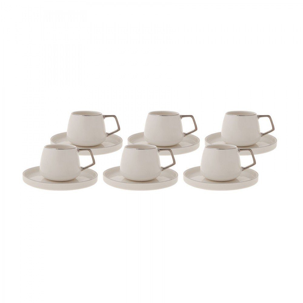 Karaca Kaffeeservice Saturn Platin Set mit 6 Kaffeetassen 90 ml, Porzellan