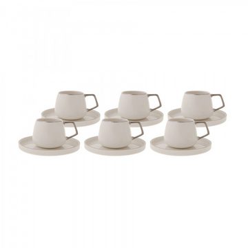 Karaca Kaffeeservice Saturn Platin Set mit 6 Kaffeetassen 90 ml, Porzellan