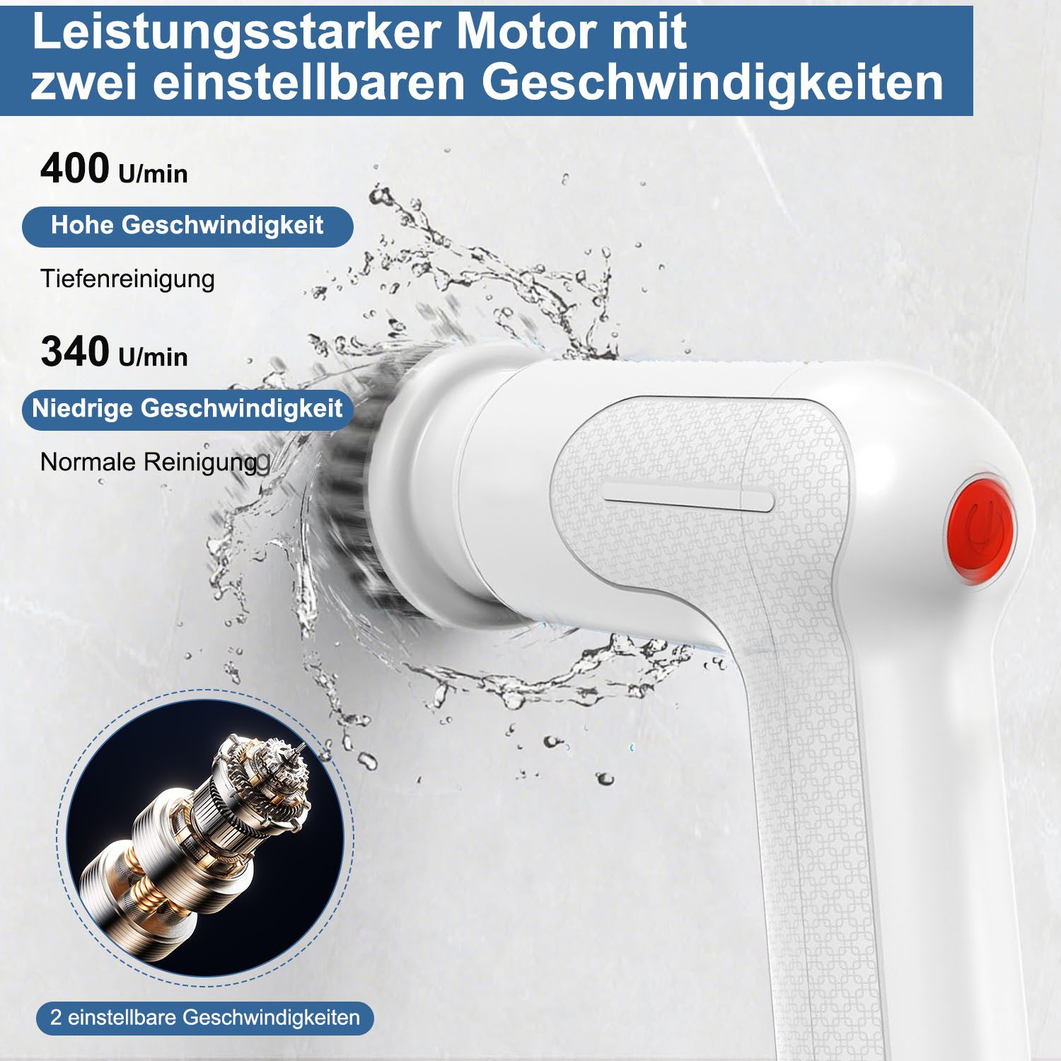 AIMAX Elektro-Oberflächenbürste 7 in 1 Elektrische mit 7 Bürstenkopfe 2 Modi Spin Scrubber, mit Verstellbarem Griff für Bad Fliesenboden und Auto, für Bad Schnurlose Bohrbürstenköpfen Duschreinigungsbürste