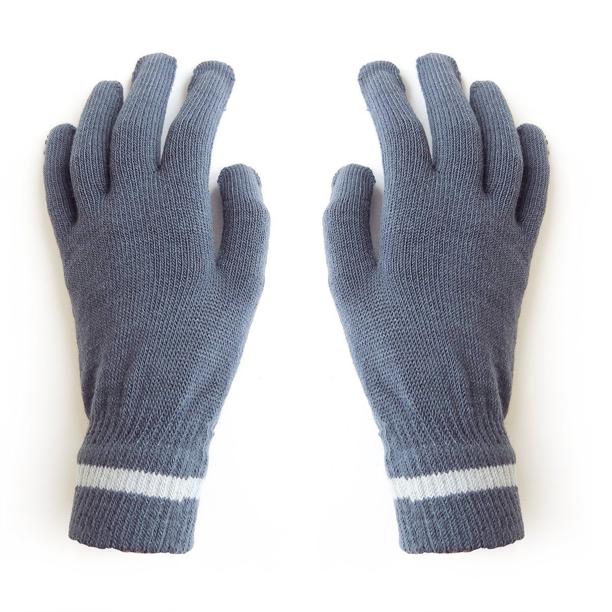 Sonia Originelli Strickhandschuhe Strickhandschuhe Finger Streifen Uni Winter Unisex Onesize blaugrau