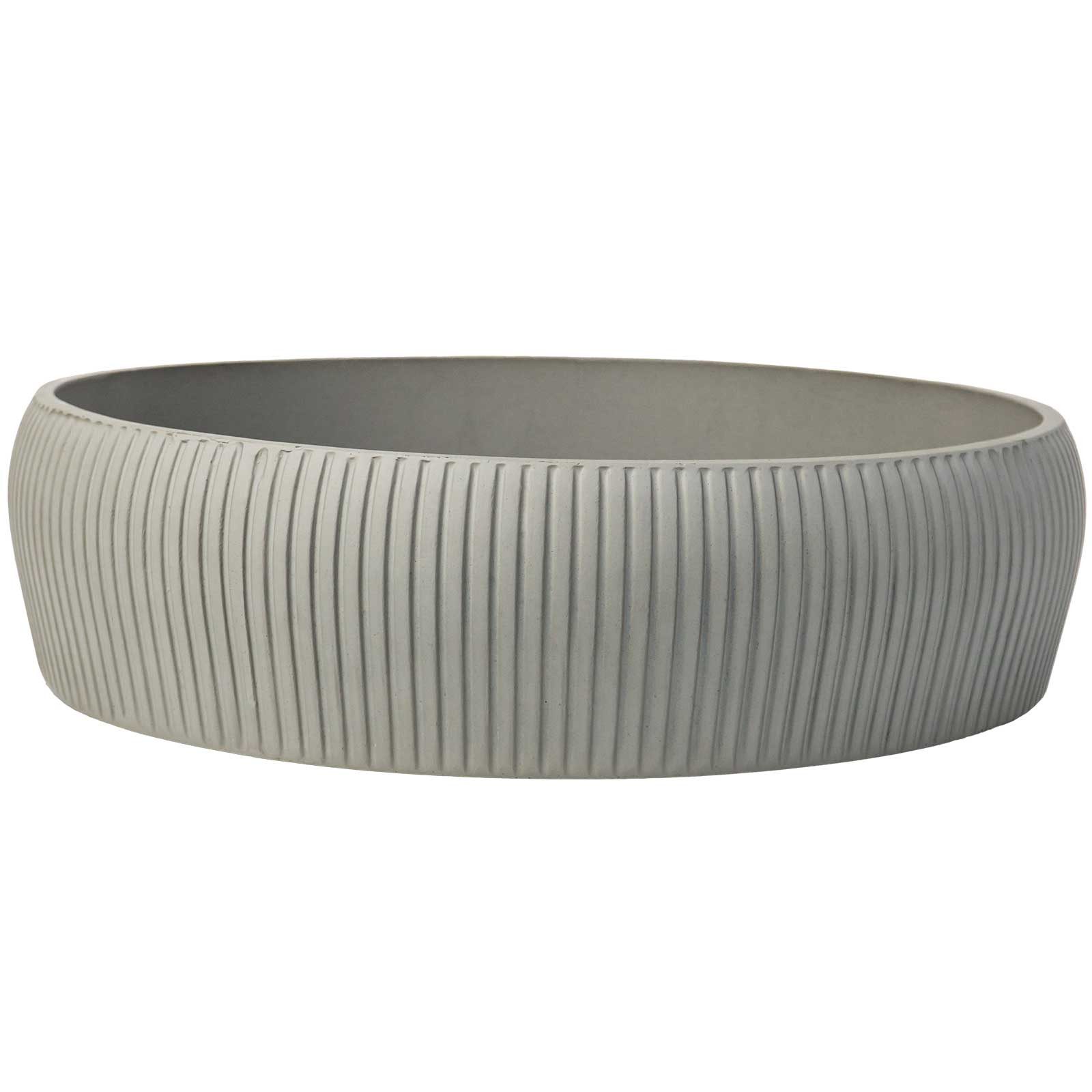 VIVANNO Pflanzschale Fiberglas ERYNA Schale - Tiefgrau Geriffelt (1 St), 30x8 cm