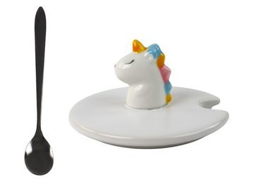 LEAN Toys Kinder-Küchenset Einhorn-Motiv Tasse Löffel Teesieb Keramikmaterial Becher Trinkgefäß