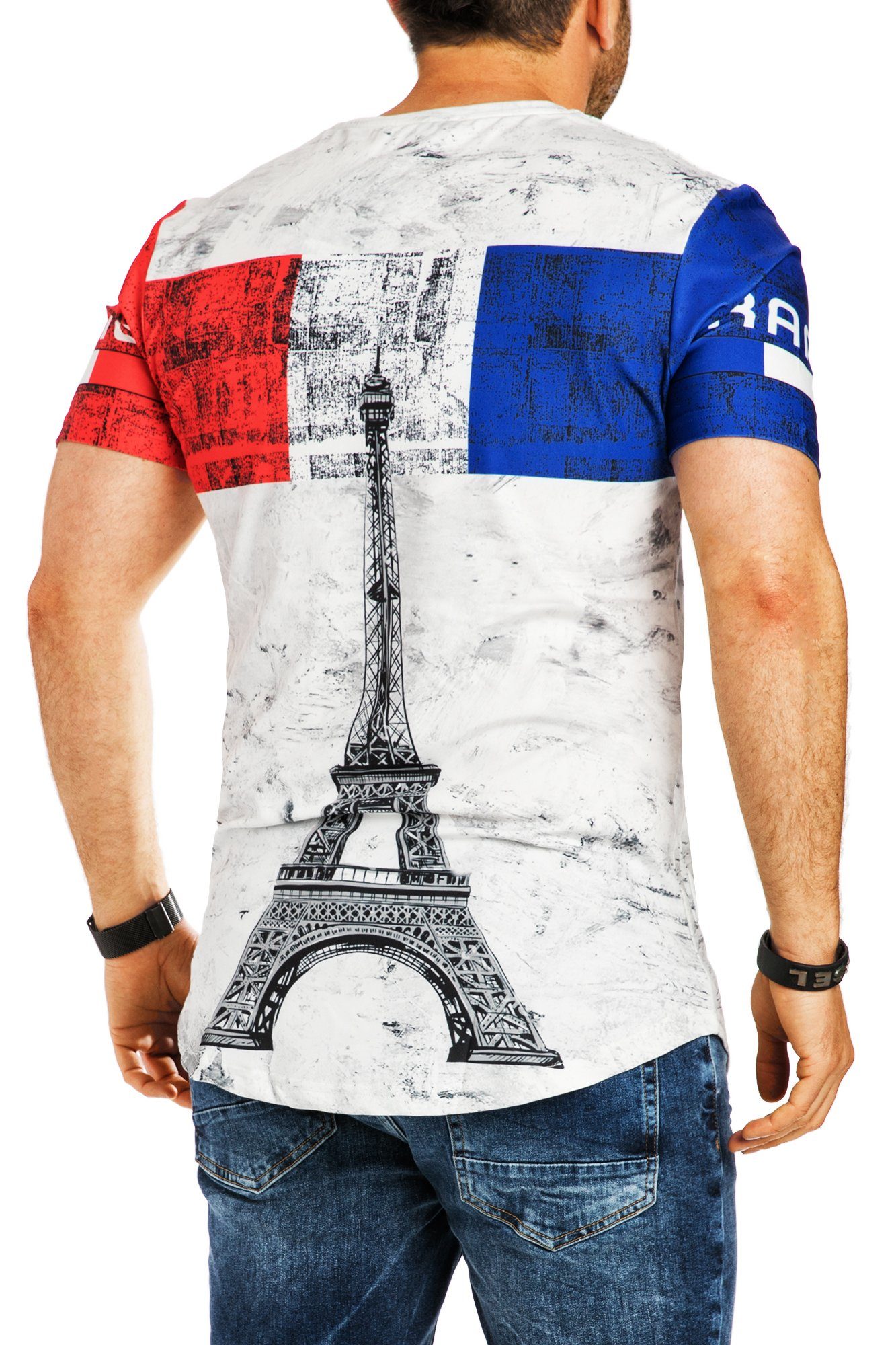 RMK T-Shirt Herren T-Shirt Tee Frankreich WM Shirt Fan Rundhals-Ausschnitt Oversize France EM Trikot