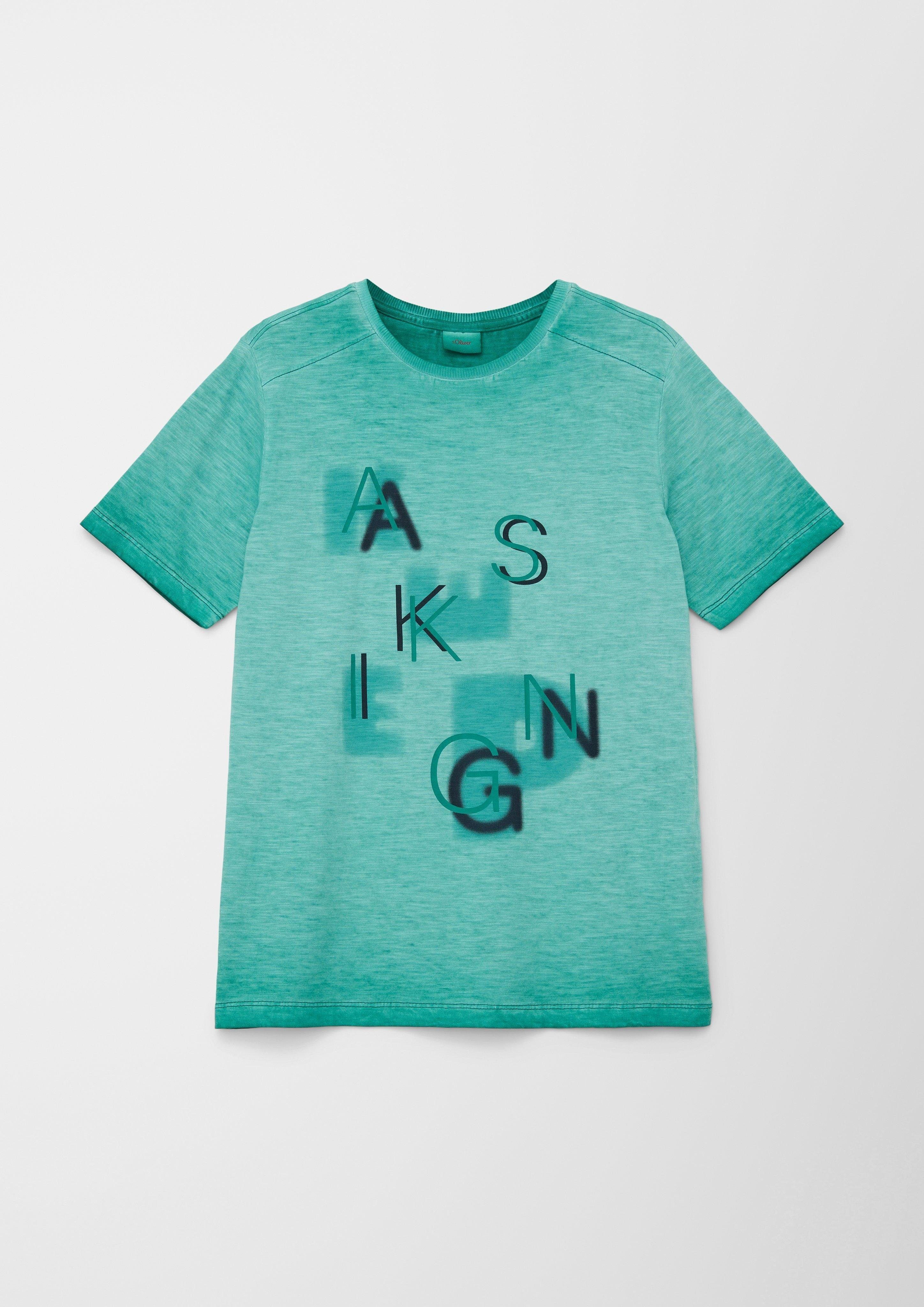 s.Oliver Kurzarmshirt T-Shirt mit Frontprint smaragd | T-Shirts