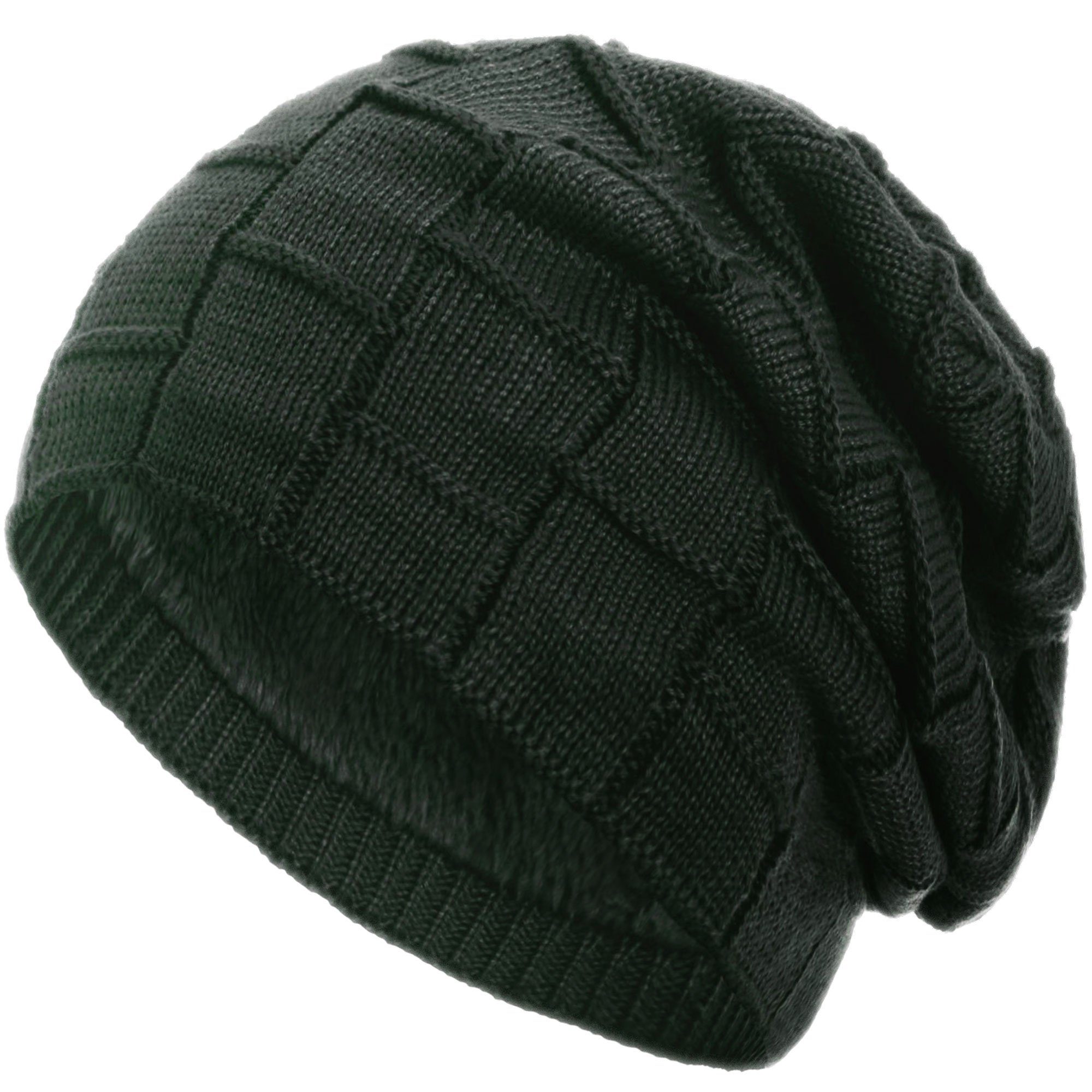 compagno Strickmütze (1-St) Warm gefüttert Beanie Wintermütze Flechtmuster uni oder meliert Mütze