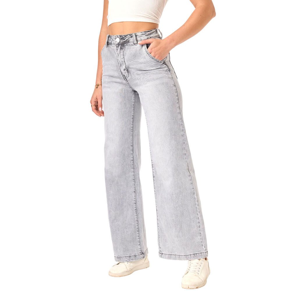 Straight-Jeans Weite Damenjeans mit hohem Bund für Alltag und Freizeit