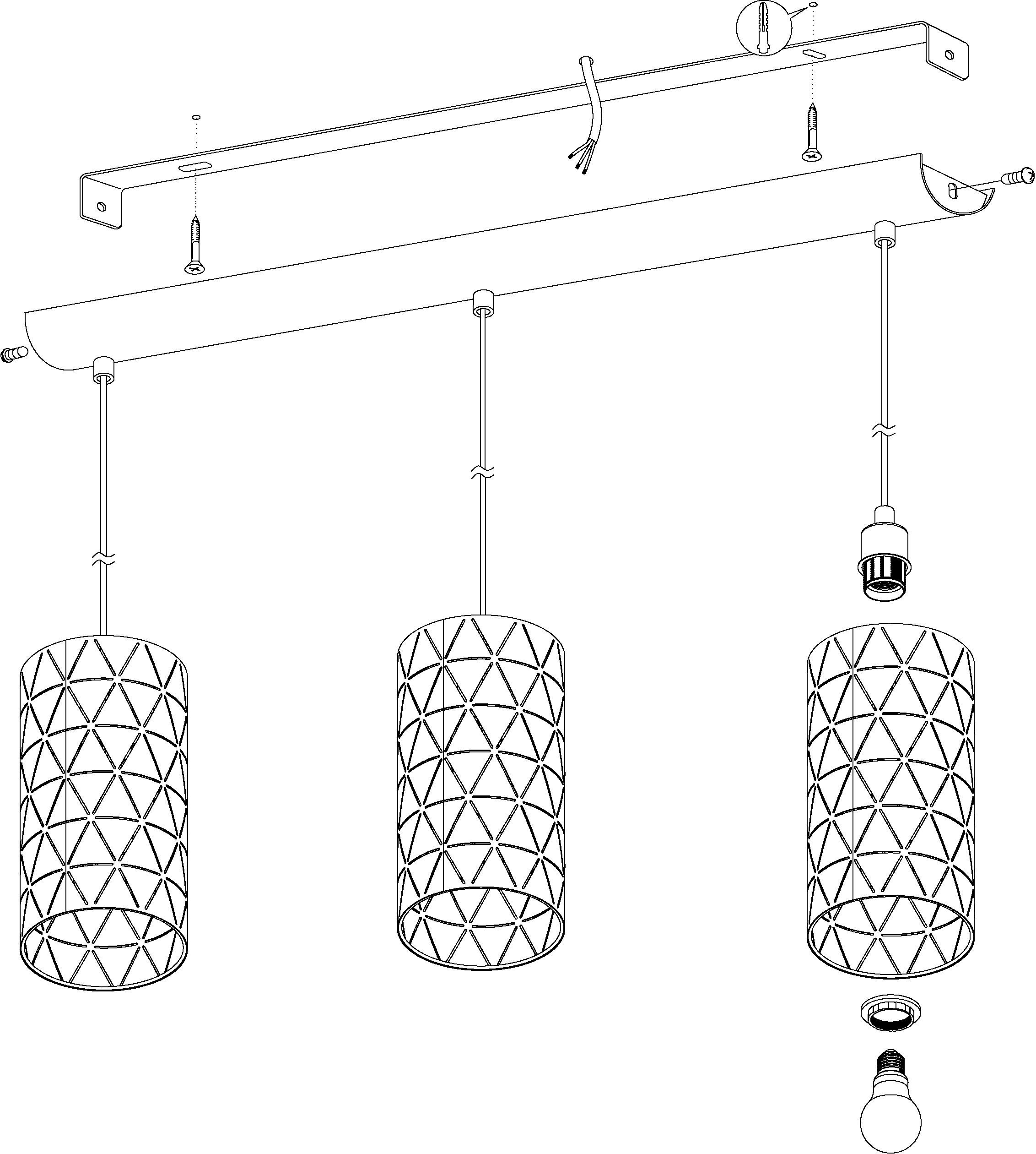 EGLO Hängeleuchte RAMON, Leuchtmittel wechselbar, ohne Leuchtmittel, Pendelleuchte, Pendellampe