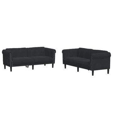 vidaXL Sofa 2-tlg. Sofagarnitur Schwarz Samt