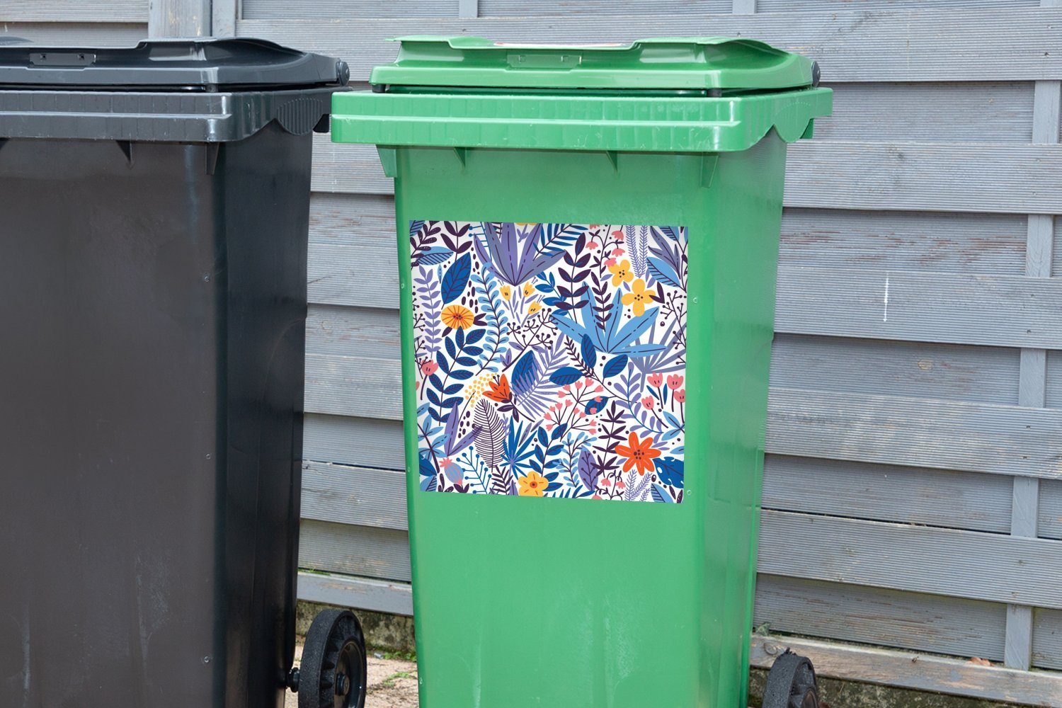 Container, Abfalbehälter MuchoWow St), Sommer Mülleimer-aufkleber, Weiß - (1 - Sticker, Mülltonne, Flora Wandsticker