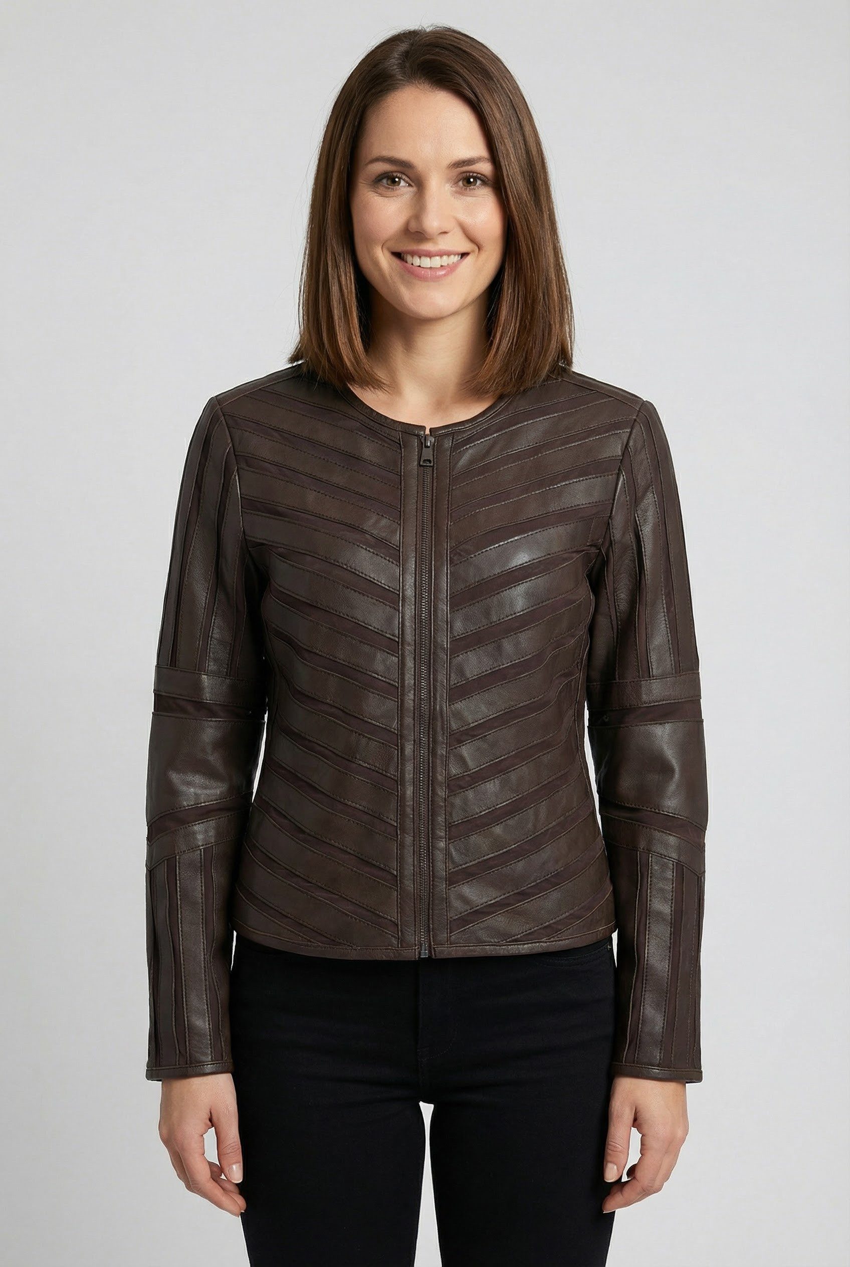 Mauritius Lederjacke MWSuri im Materialmix, Mesh-Einsätze