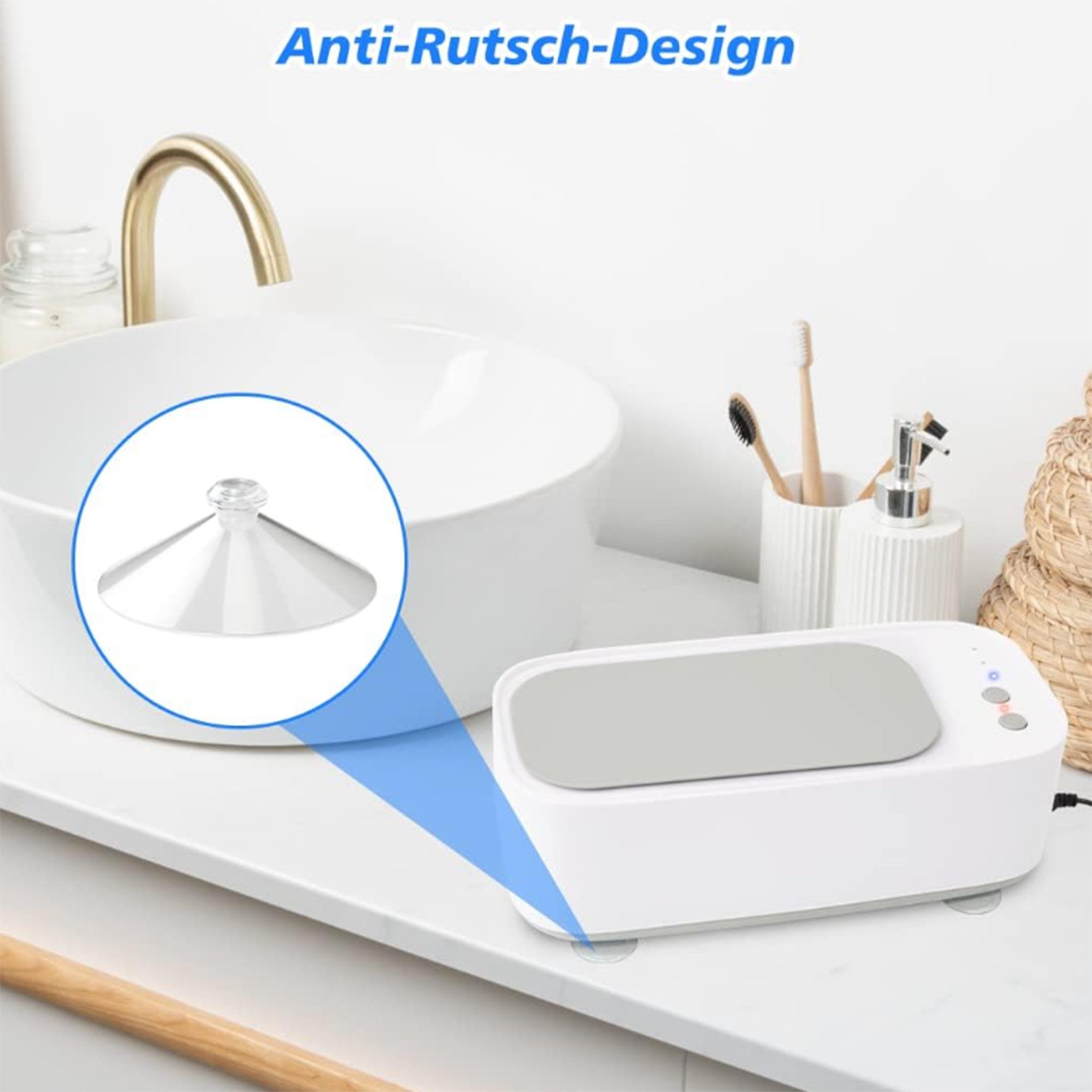 KINSI Ultraschallreiniger Ultraschall-Brillenreiniger mit 360° Reinigung, Multifunktionsgerät für Brillen, Schmuck & Kleinteile