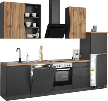 Kochstation Küche KS-Bruneck, 300cm breit, wahlweise mit oder ohne E-Geräte, hochwertige MDF-Fronten