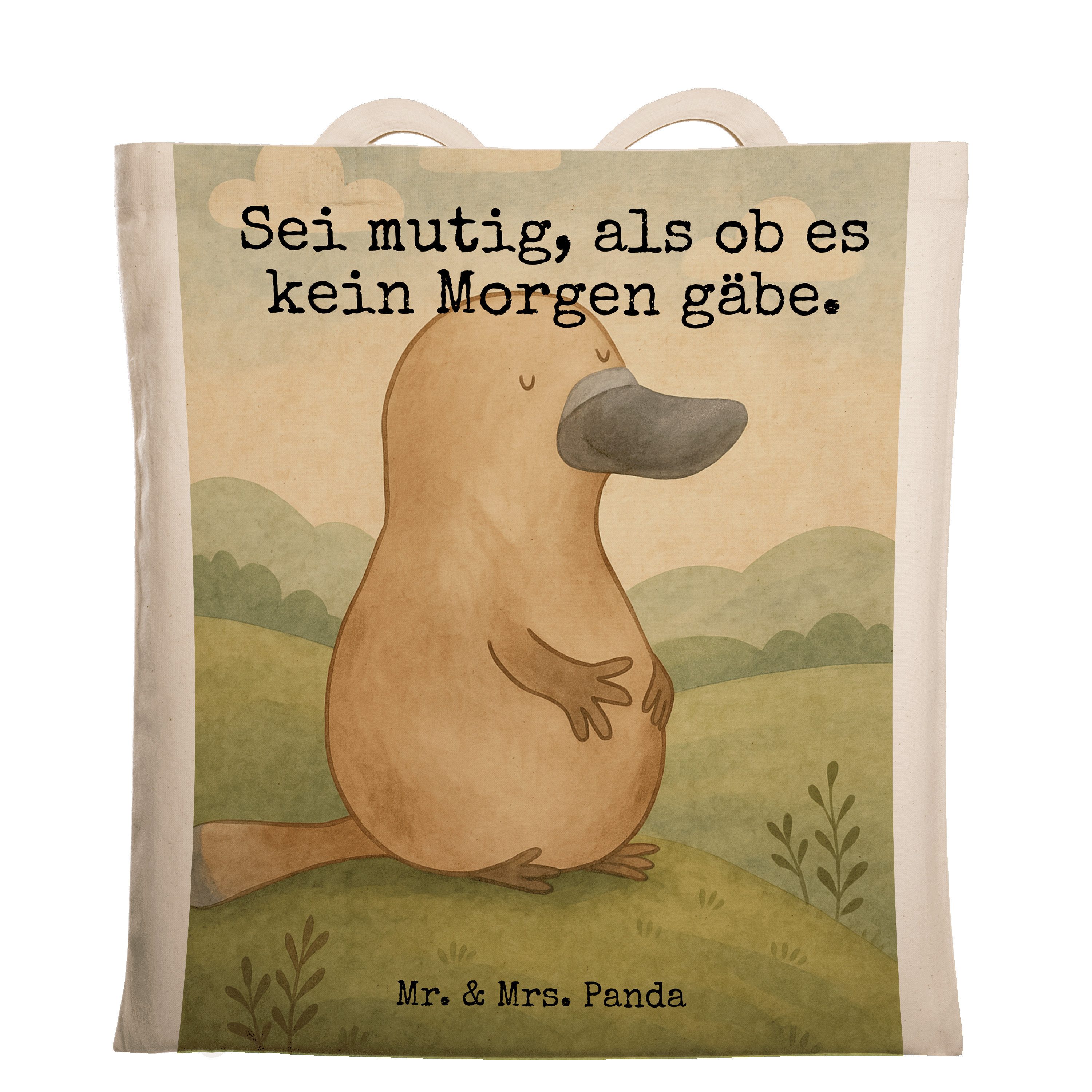 Tragetasche Schnabeltier Mut Design, Einkaufstasche, Weiß, Büro, Einkaufstasche