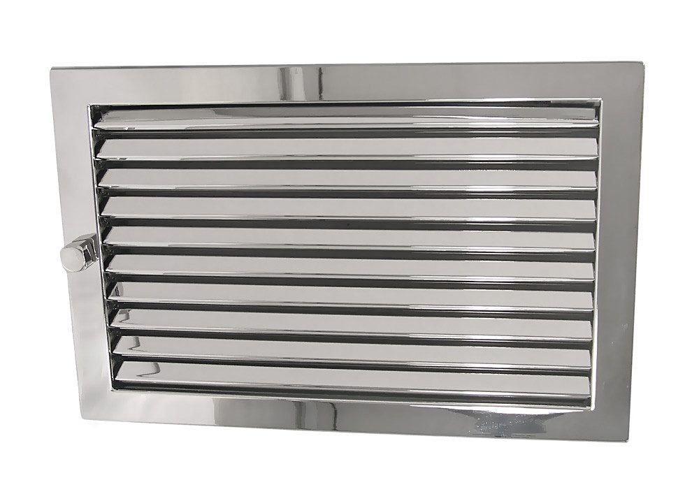 CB-TEC Lüftungsgitter Warmluftgitter WG 3523 ESG Edelstahl Hochglanz 350 x 230 Abluftgitter, Regulierbare Edelstahl Lamellen