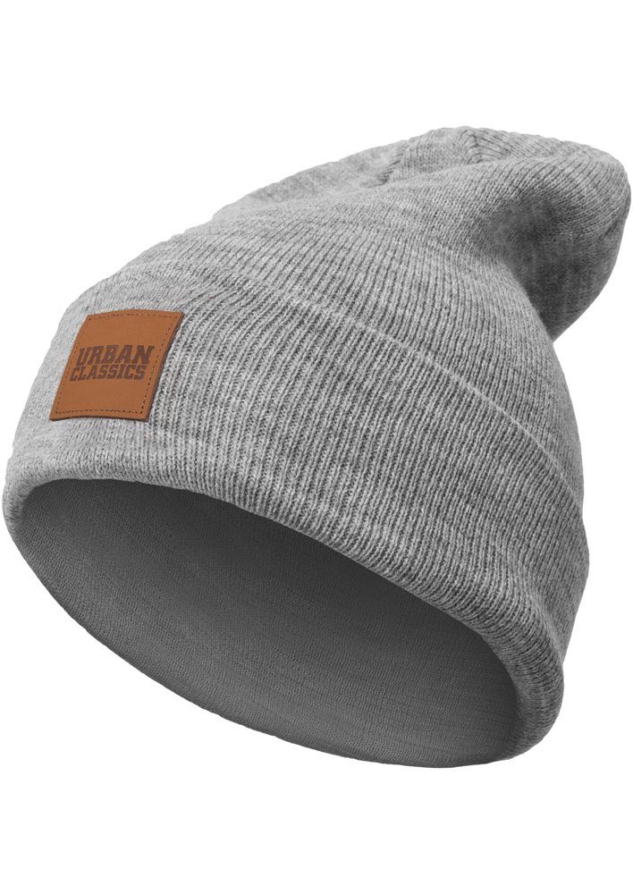 grey Beanie (1-St) Synthetic Long URBAN Leatherpatch CLASSICS Unisex Beanie