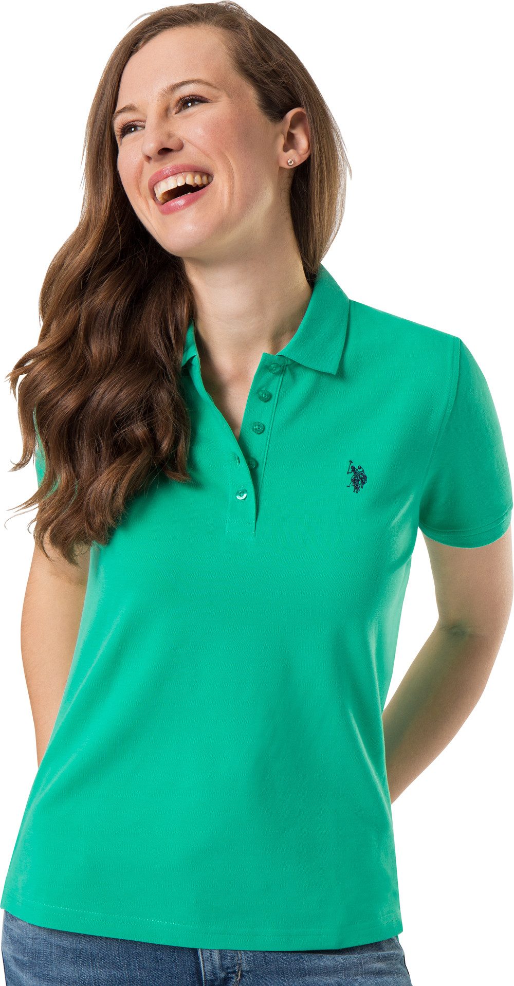 U.S. Polo Assn. Poloshirt Stretch-Piqué mit taillierte Passform