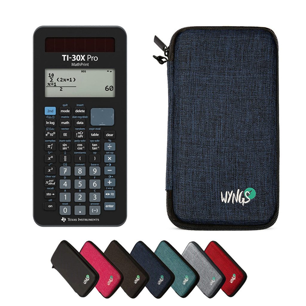 Texas Instruments Taschenrechner TI-30X Pro MathPrint inkl. WYNGS Schutztasche Blau