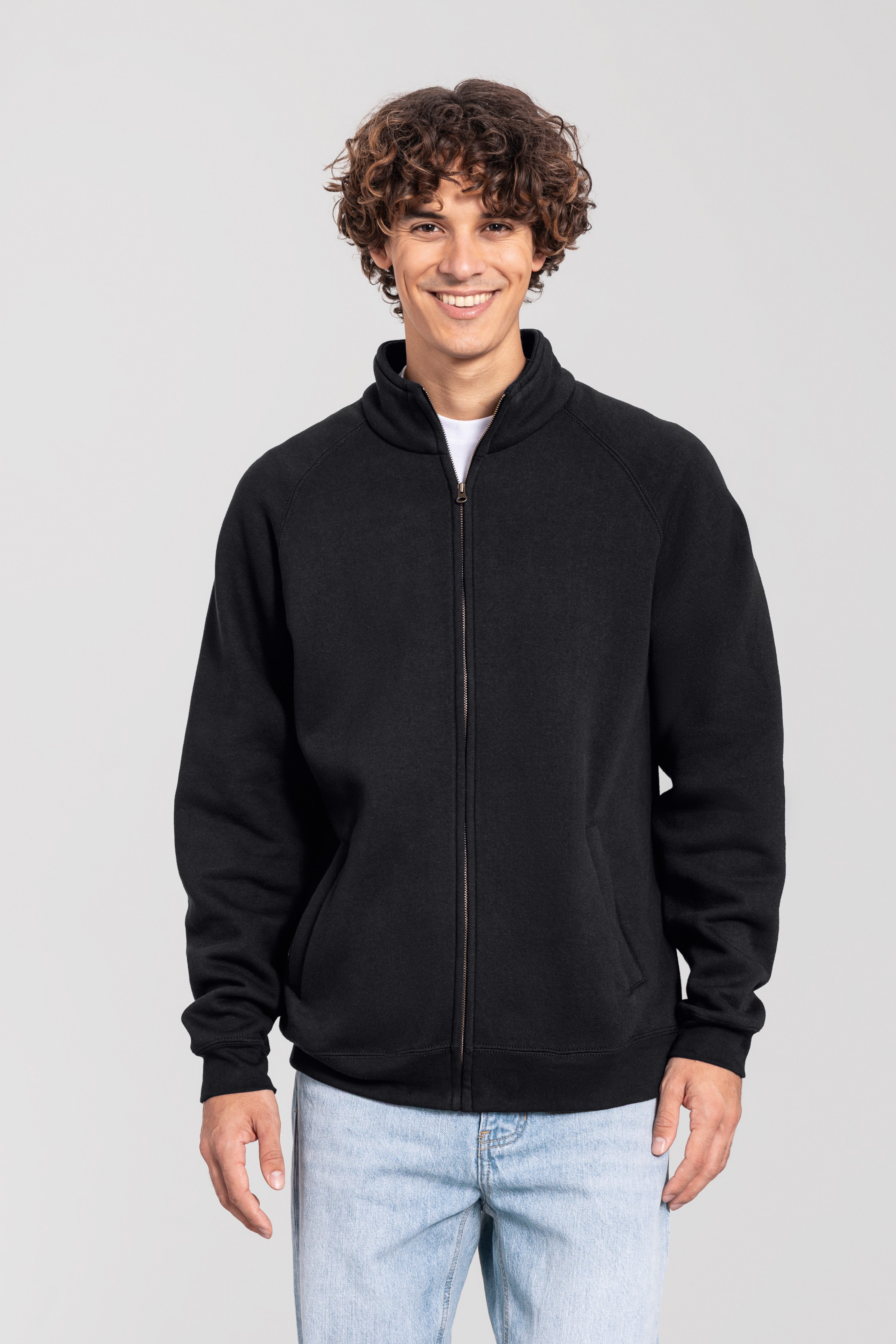 Fruit of the Loom Sweatjacke Iconic Premium Sweat Jacket mit Eingrifftaschen, meliert, in normaler Länge