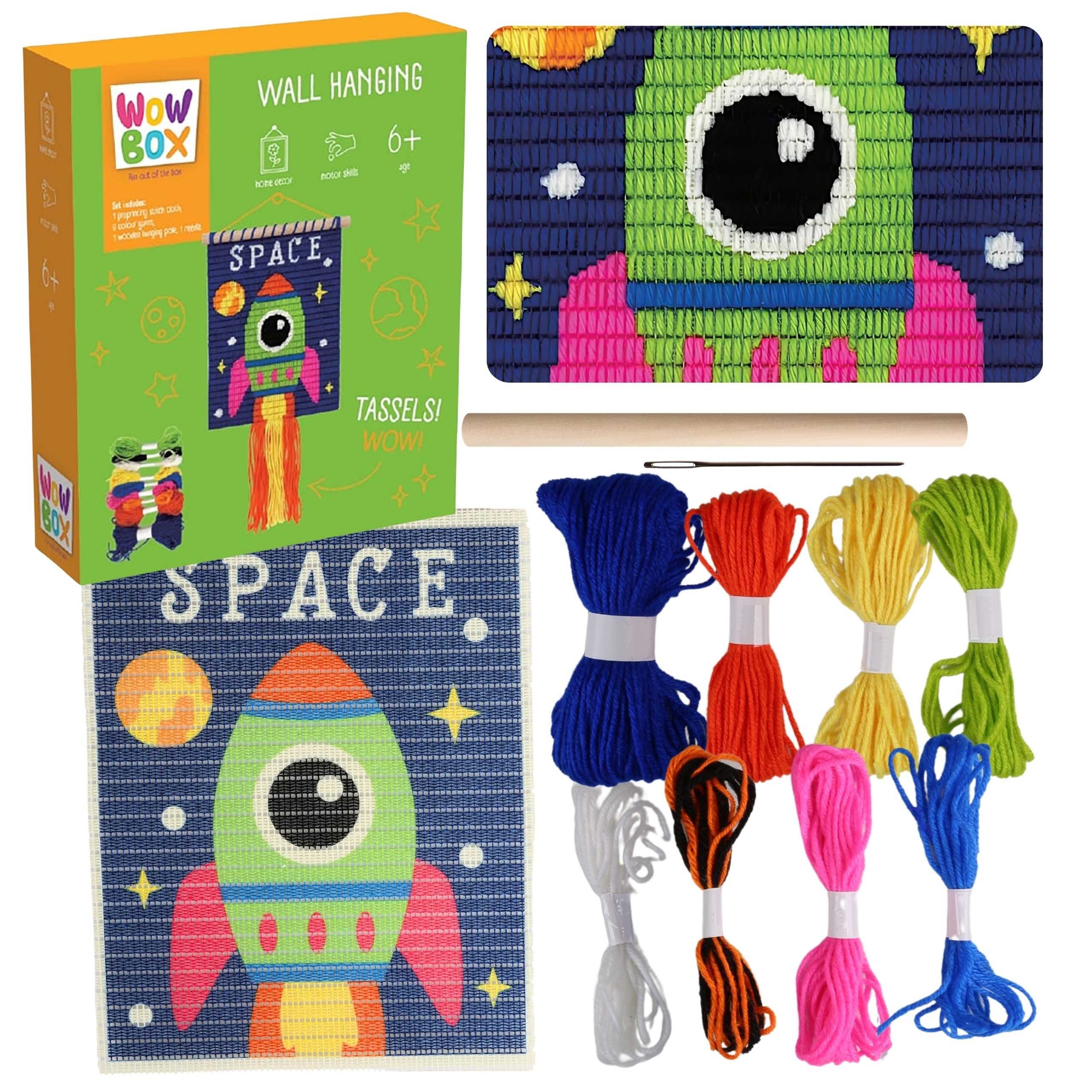 WOW Stickerbuch Wow Box - Macramé Rakete Stickerei, Stickereiset kreativer Spaß DIY 6+