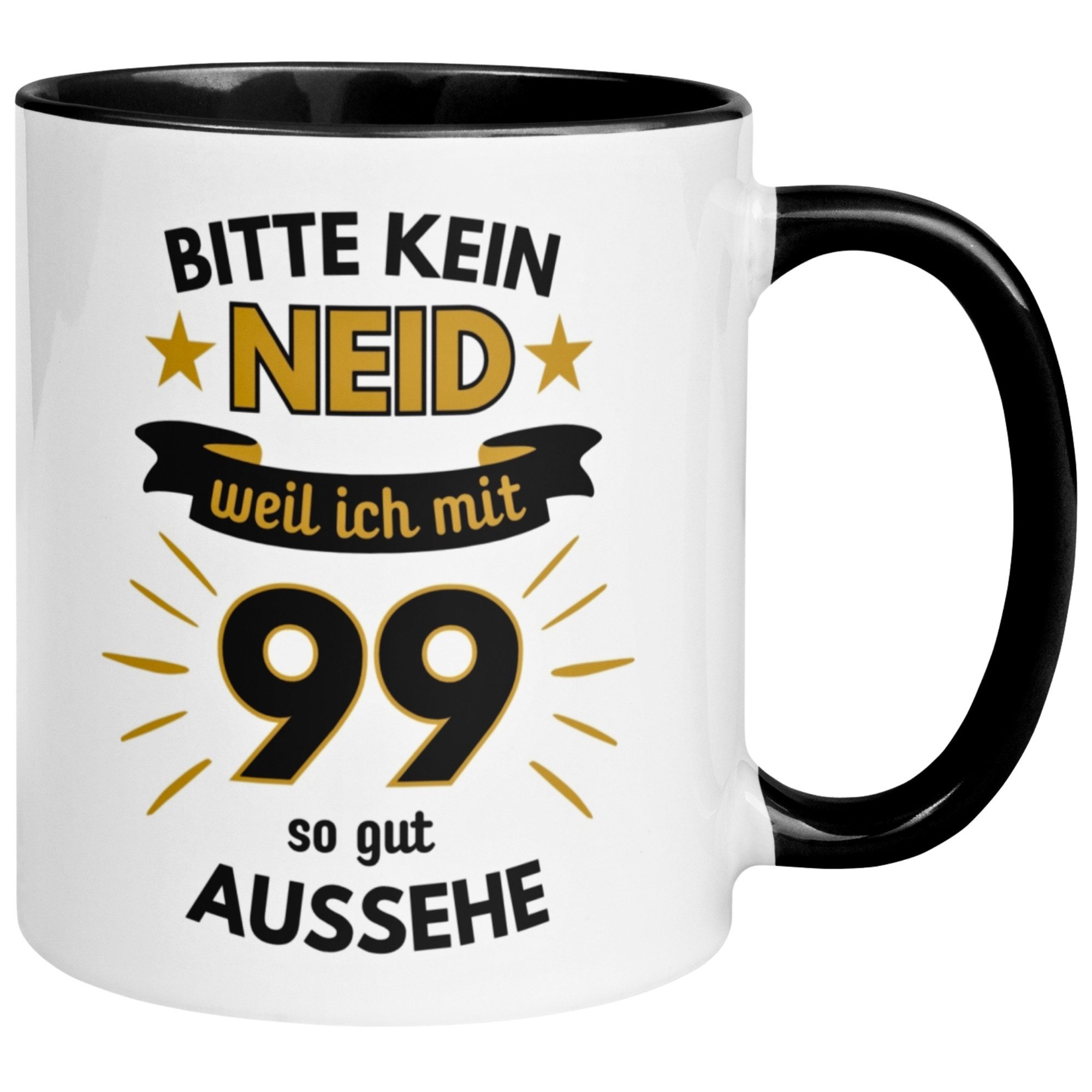 Momentals Tasse Geburtstag Geschenk Mann 99 – „Bitte kein Neid“ – Geburtstagsgeschenk, Gratis Versand · Links-&Rechtshänder · Spülmaschinenfest