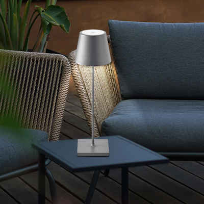 SIGOR Außen-Tischleuchte, LED-Leuchtmittel fest verbaut, Warmweiß, Außenleuchte Tischleuchte graphitgrau LED