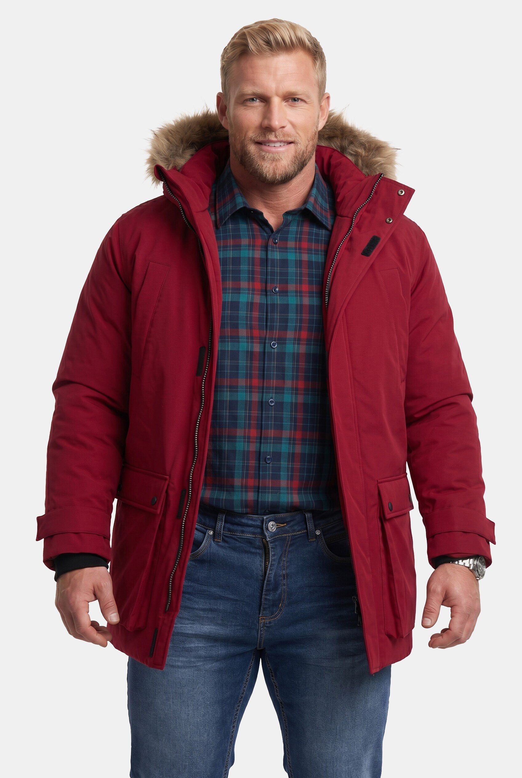Men Plus Parka Funktions-Parka Kapuze mit Kunstfellbesatz – Bild 3 von 4