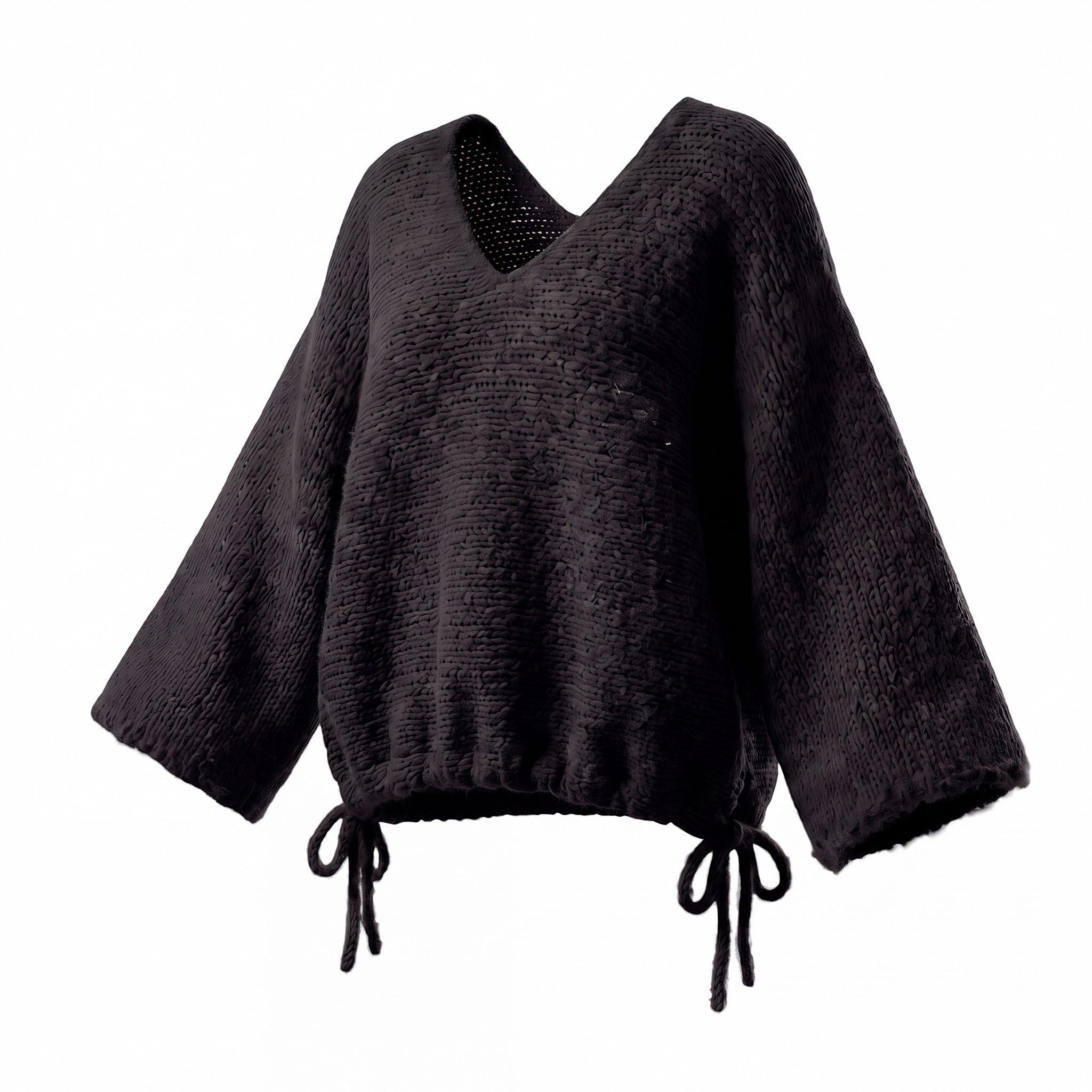 OriginalYou Strickpullover Damenpullover Grob Strick Freizeit Pulli Loop zum Binden am Saumabschluss, in Unifarbe