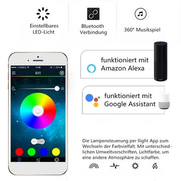 Insma Deckenleuchte, LED Dimmbar, Farbwechsler, mit Bluetooth Lautsprecher, Fernbedienung, APP-Steuerung, φ33cm