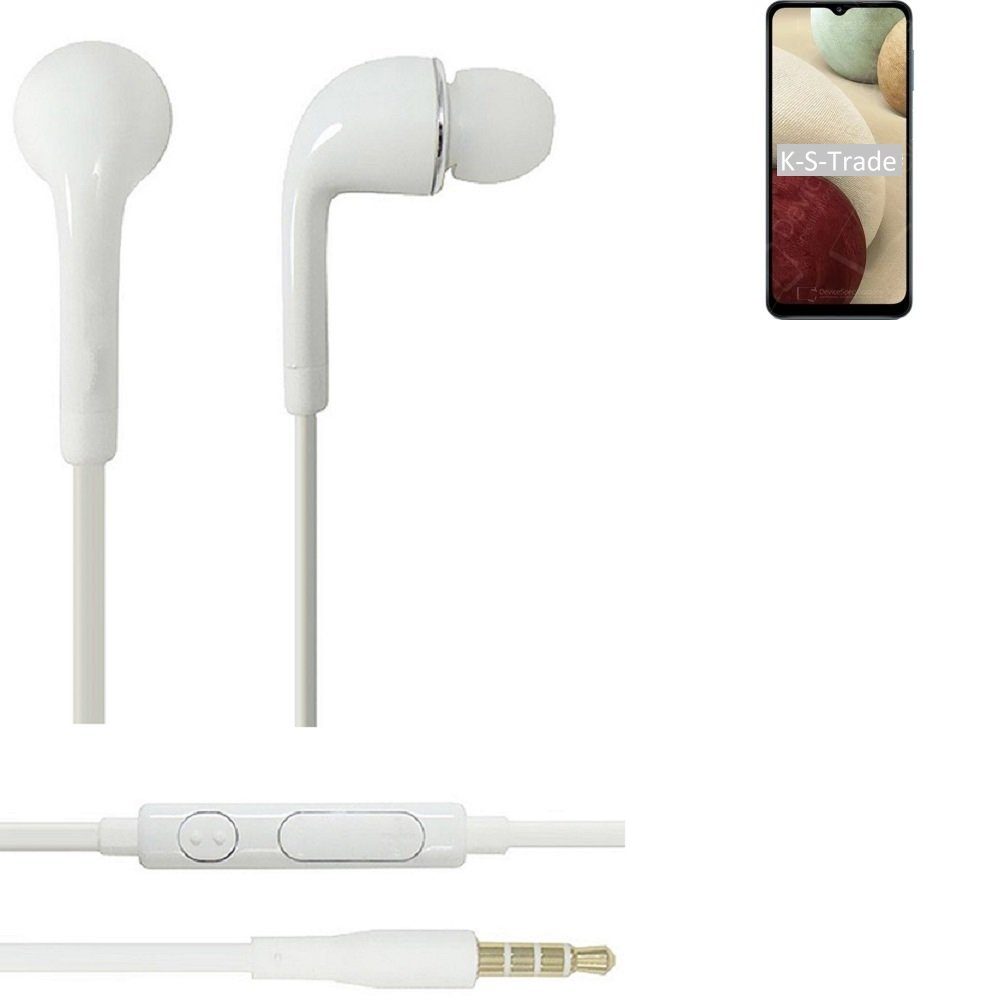 Headset für Samsung 3,5mm) Nacho K-S-Trade weiß Galaxy Mikrofon A12 mit Lautstärkeregler (Kopfhörer u In-Ear-Kopfhörer