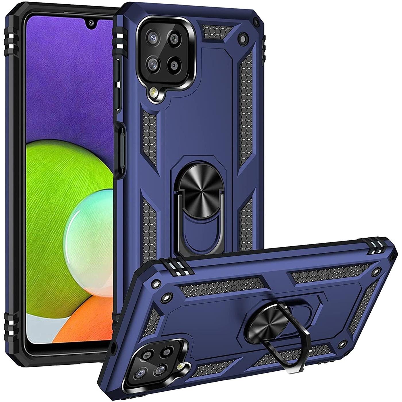 CoolGadget Handyhülle Armor Shield Case für Samsung Galaxy A12 / M12 6,5 Zoll, Outdoor Cover Magnet Ringhalterung Handy Hülle für Samsung A12, M12
