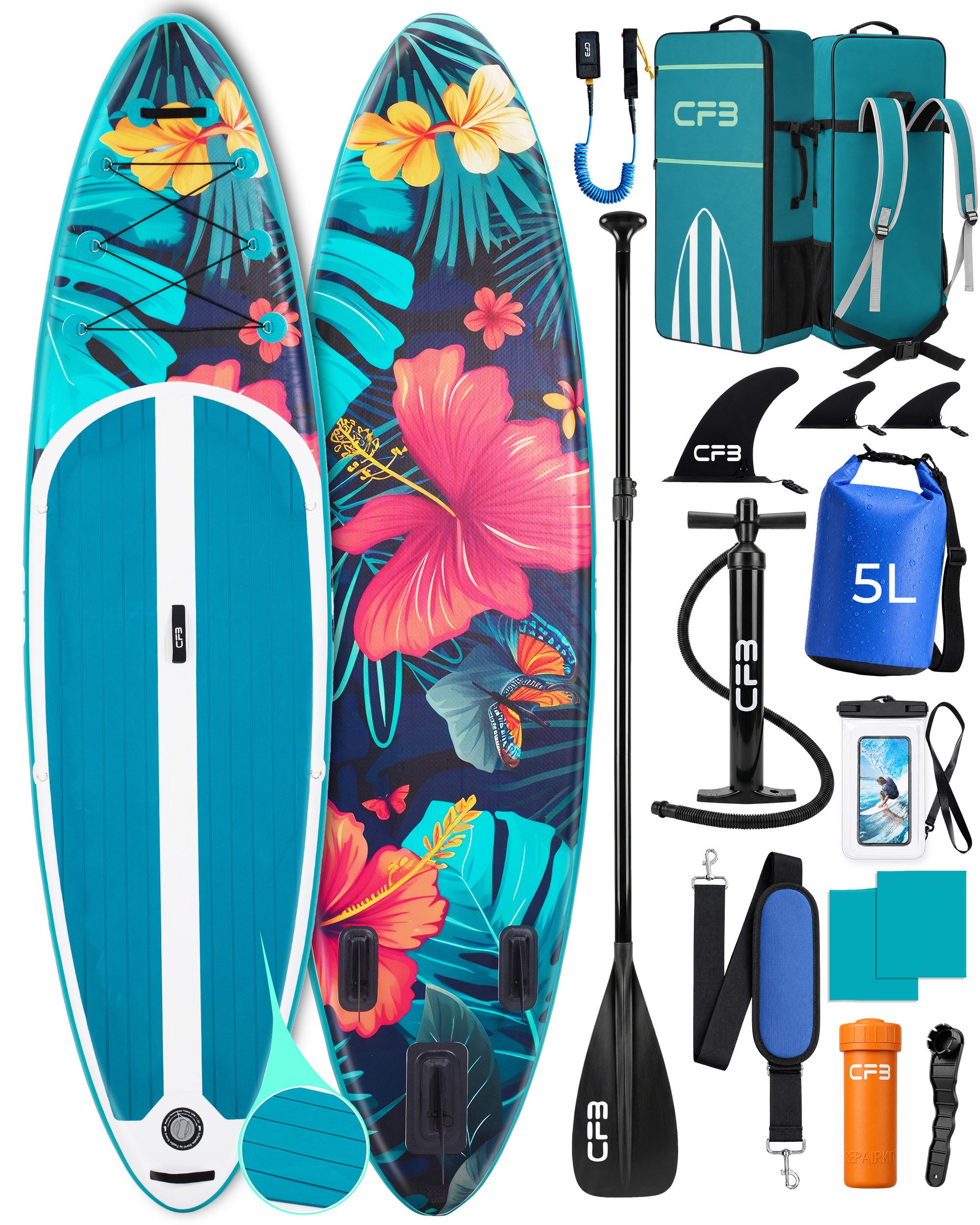 SUP-Board Set 320x84x15 cm extra breit, 160 kg Traglast