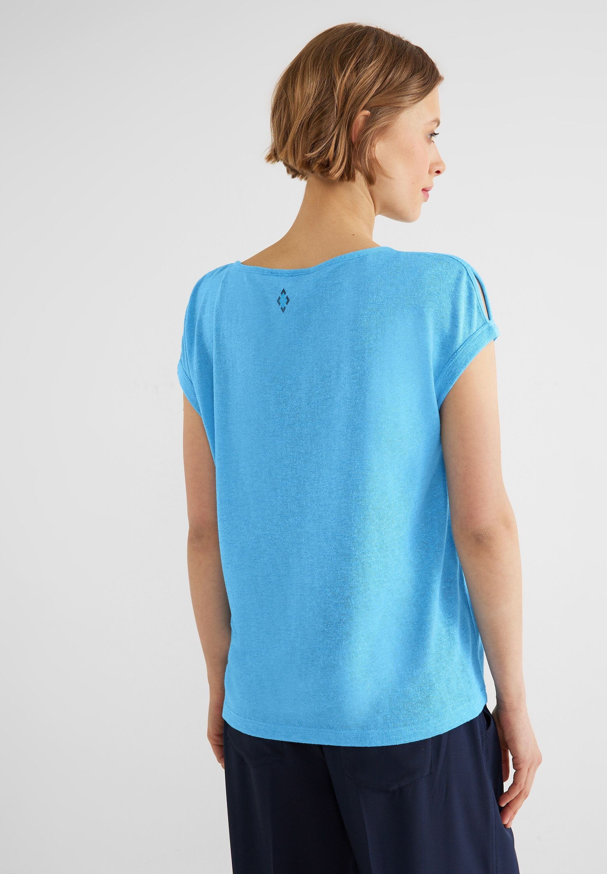 überschnittenen splash T-Shirt blue ONE STREET mit Schultern