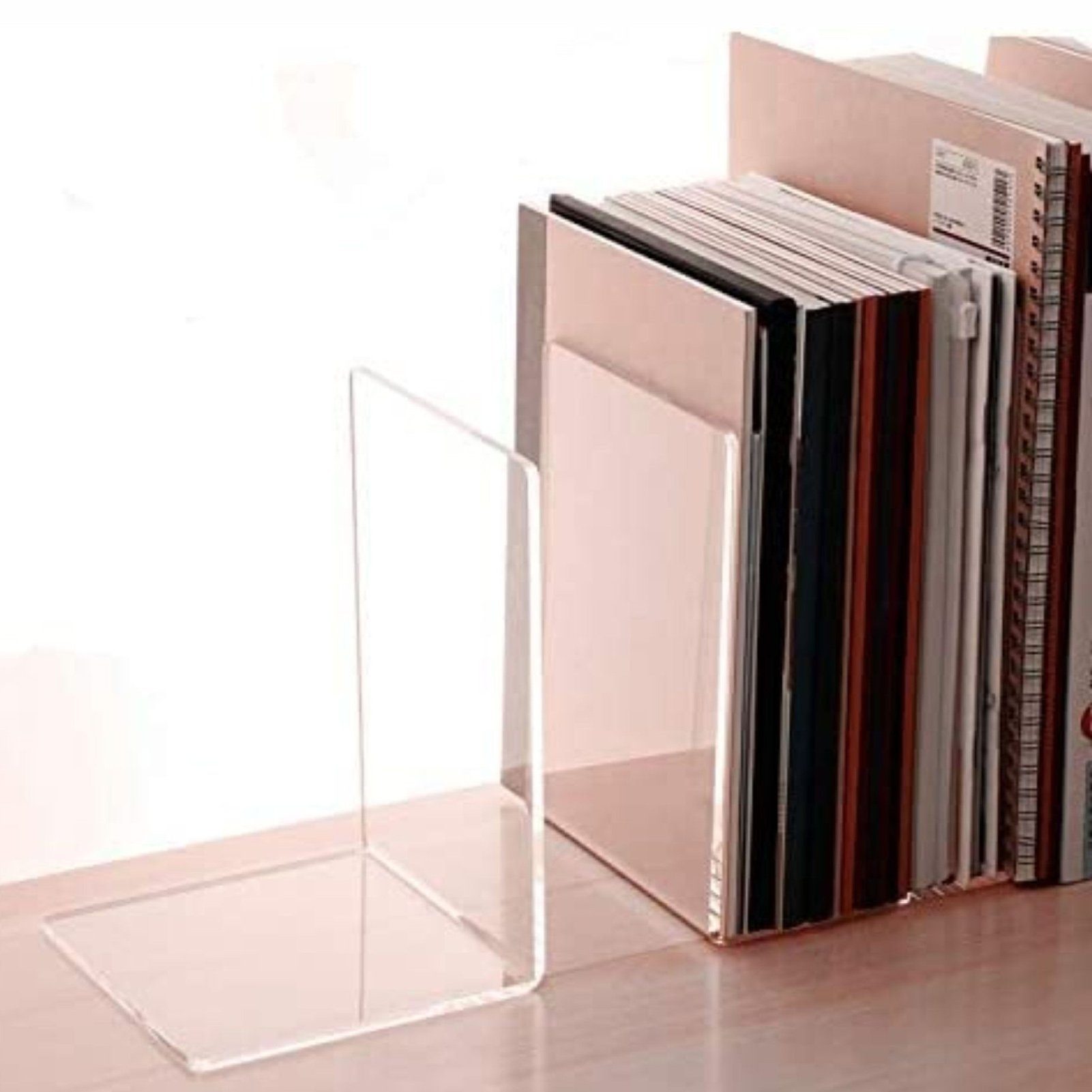 Buchstütze Acryl Rutaqian Bücher, Organzier Buchstütze aus für 4 Büro Bücherhalter, Stück