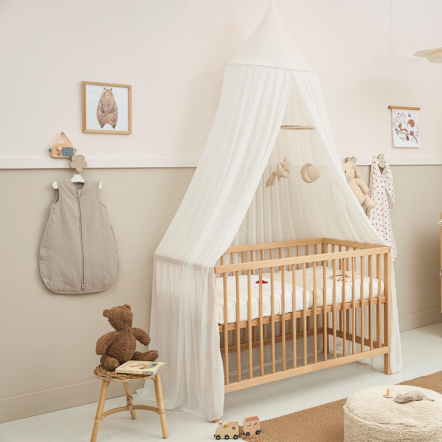 Meyco Baby Betthimmel Plume Offwhite (100% Polyester, 1-tlg), Klamboe (55x240cm) – Bild 4 von 5