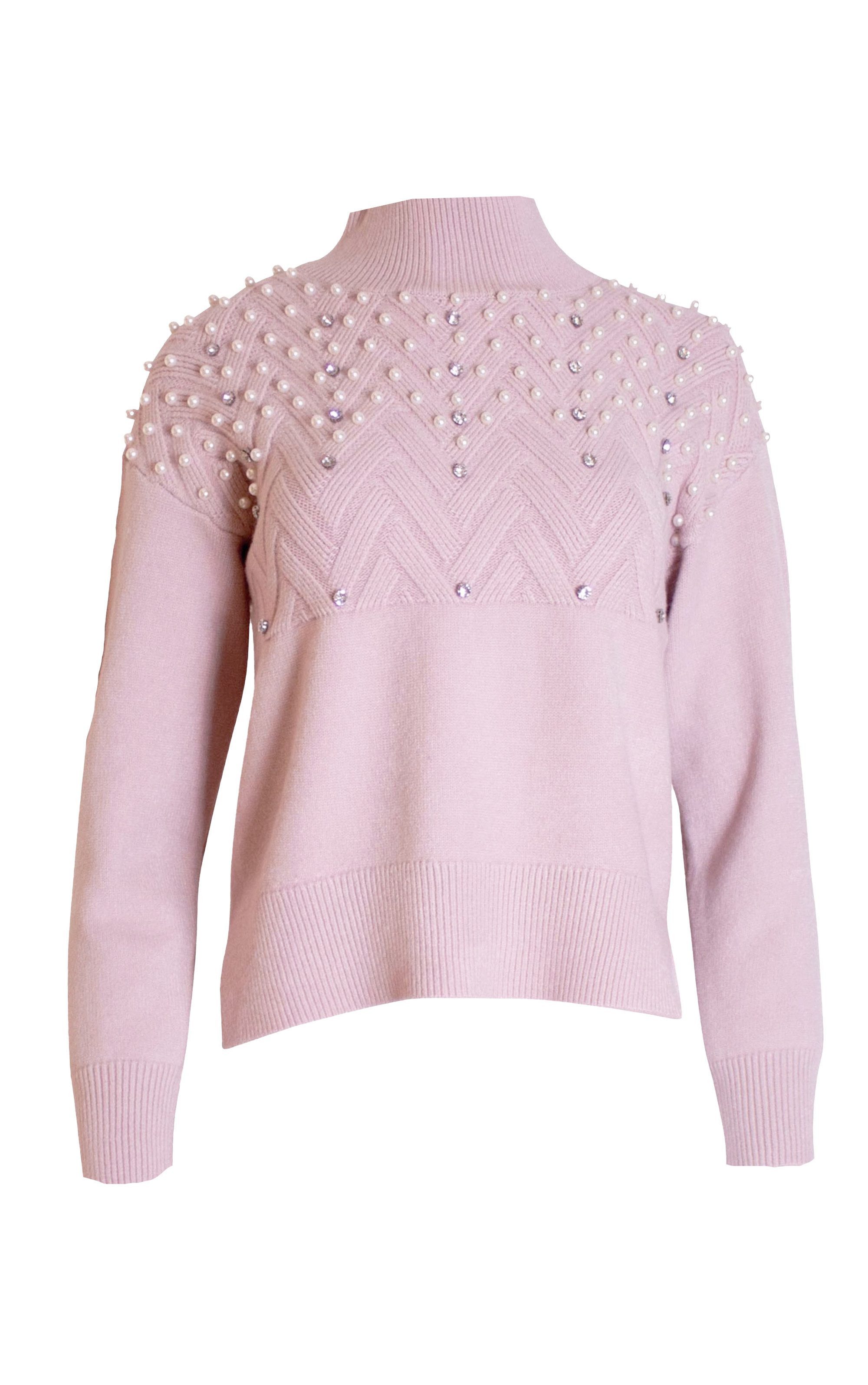 Passioni Strickpullover im Vokuhila-Stil mit Schmuck-Applikationen günstig online kaufen