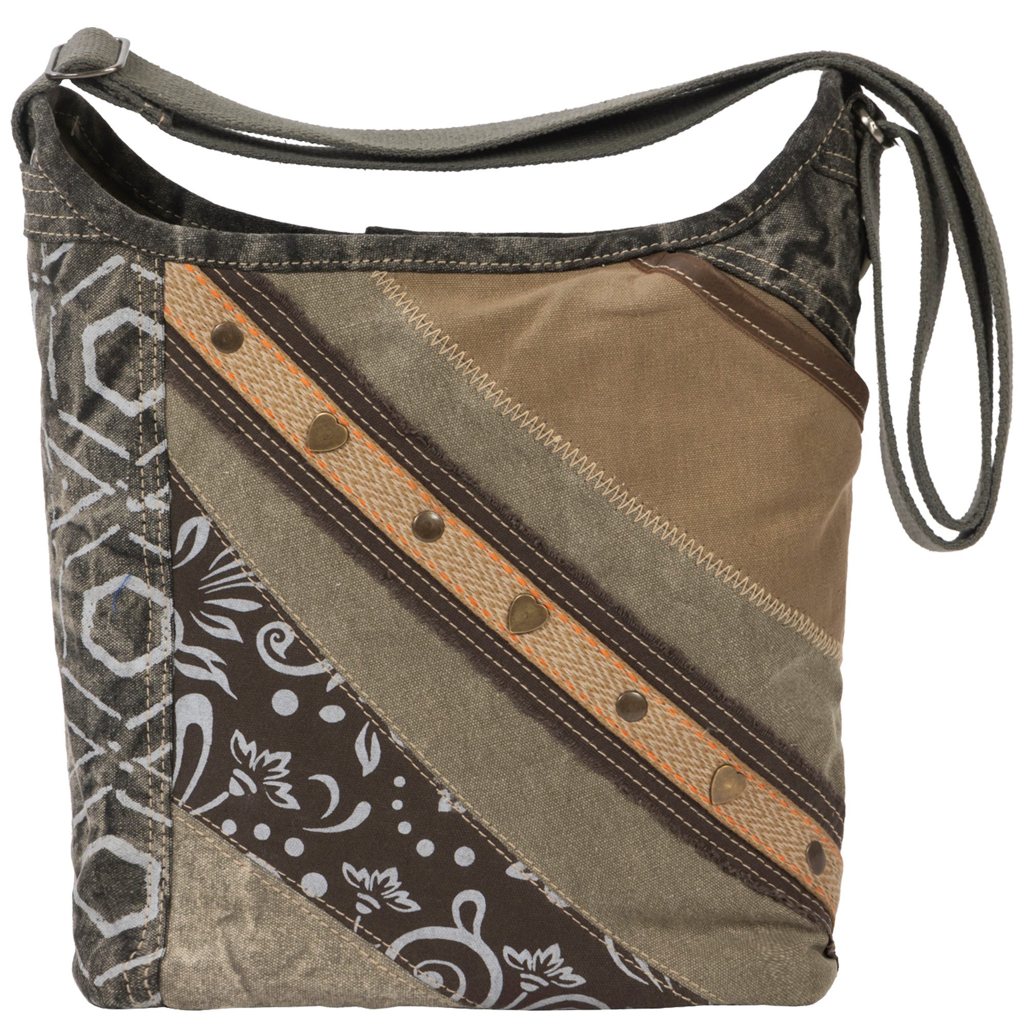 Sunsa Umhängetasche Sunsa Damen Umhängetasche. Canvas Hobo Tasche in Patchwork Design, Patchwork
