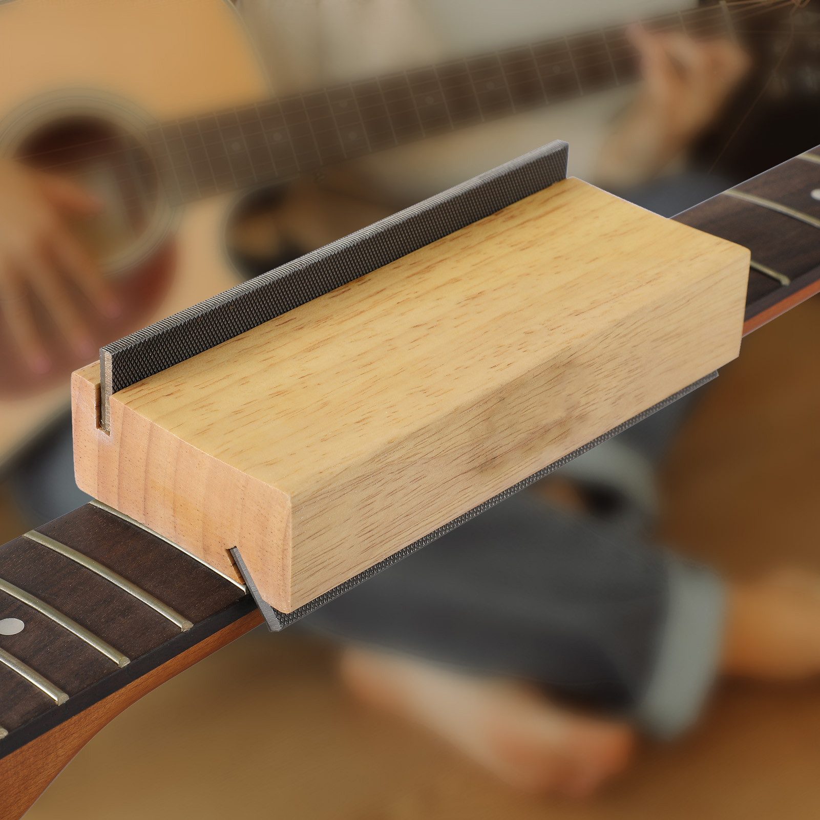 GARRYFIZH Gitarren-Slider Gitarrenbund-Beveling-Feile,Holzgitarren-Bundenden-Abrichtwerkzeug, Doppelhieb-Design, Ergonomisches Design